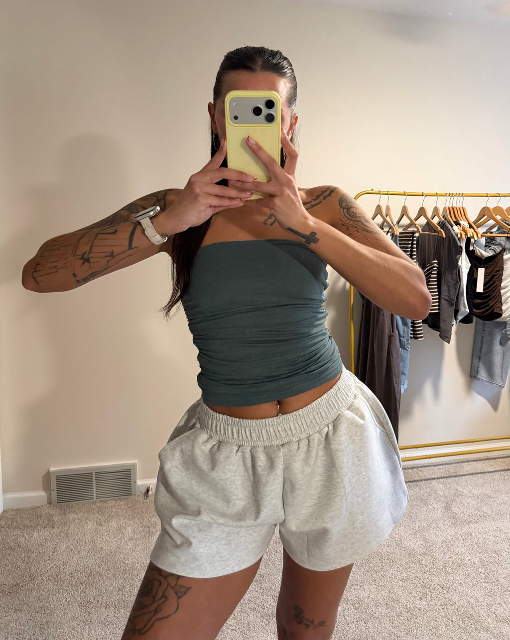 Strapless Scrunch Knit Top