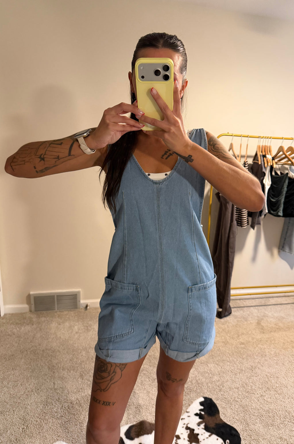 The Classic Denim Overalls Romper