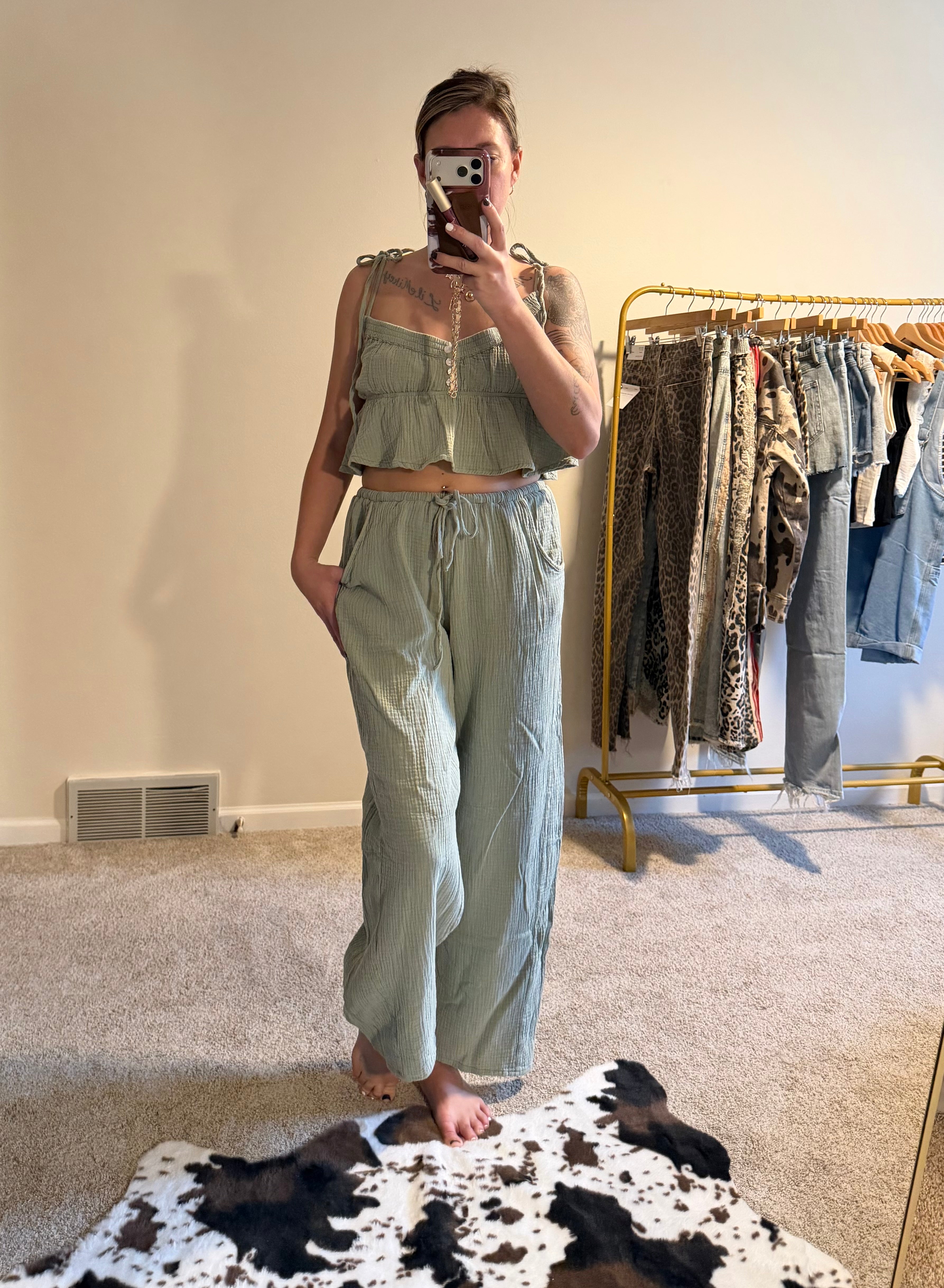 Vintage Sage Cami & Barrel Set