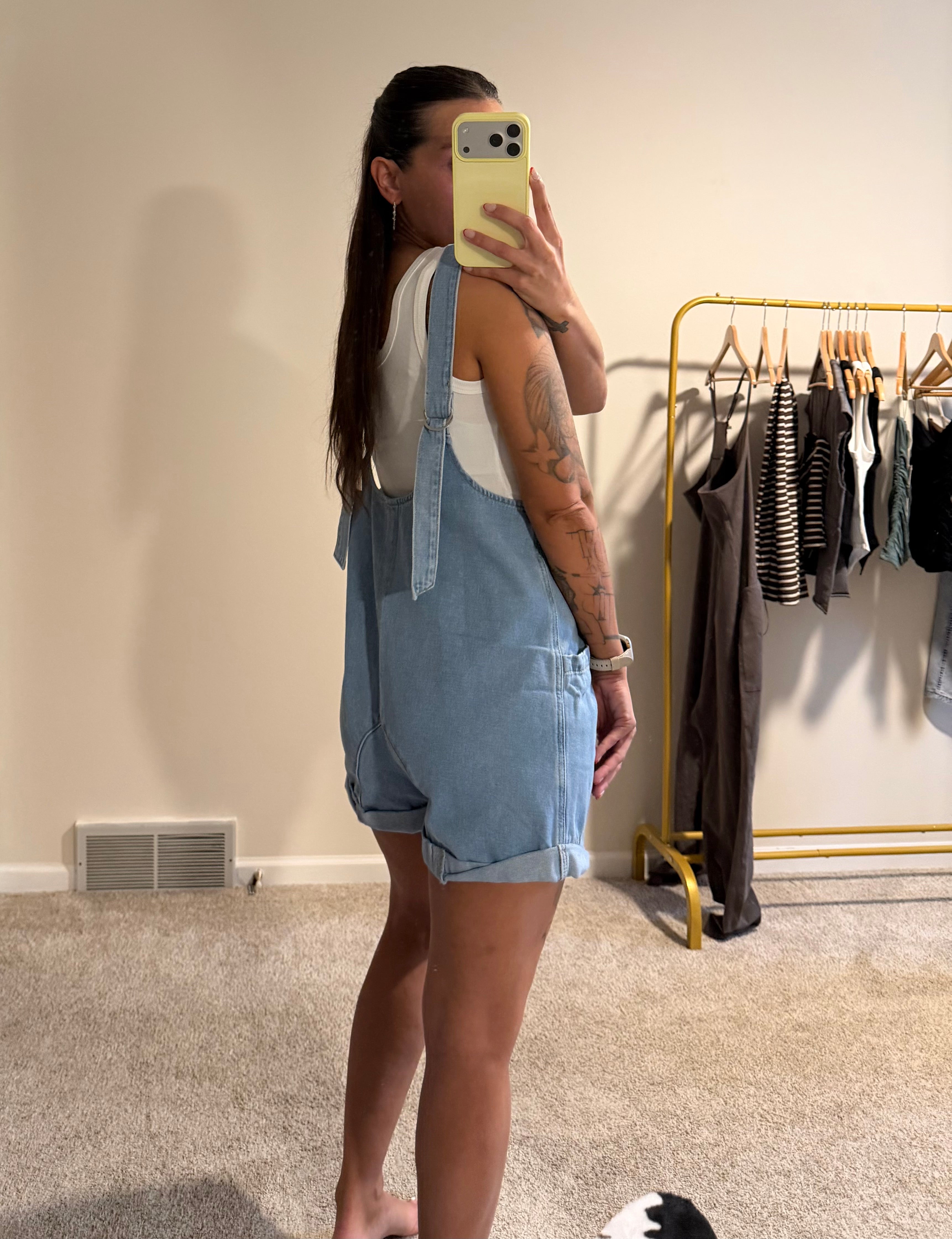 The Classic Denim Overalls Romper