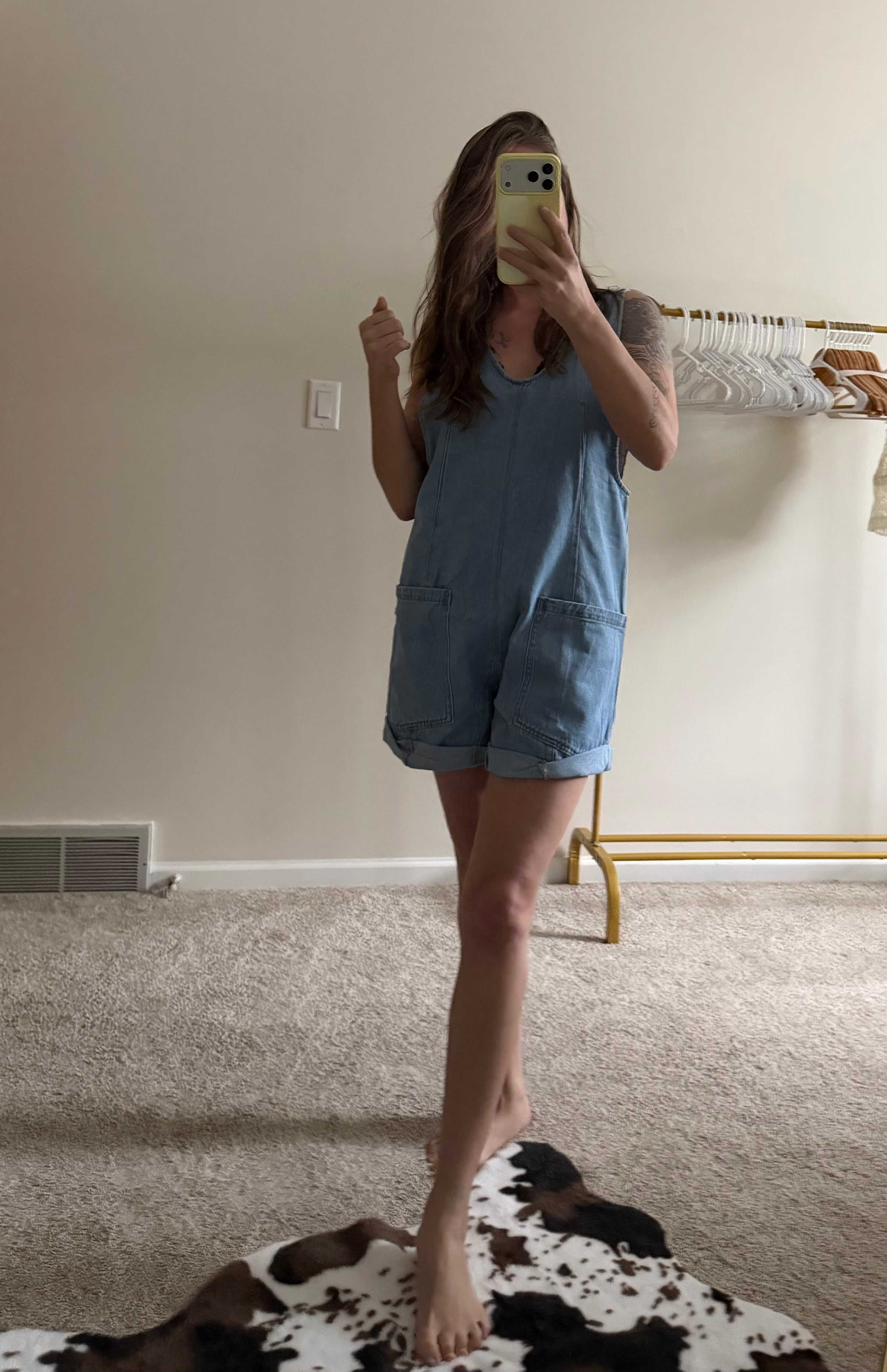 The Classic Denim Overalls Romper