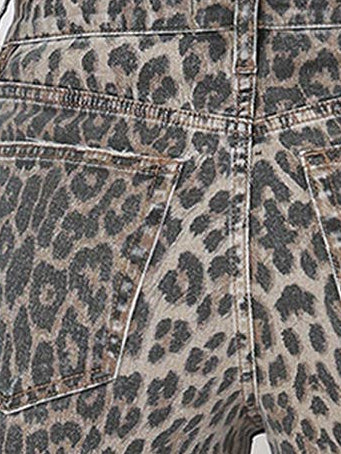 Flying Monkey Wild Side High Rise Leopard Wide Leg Jeans