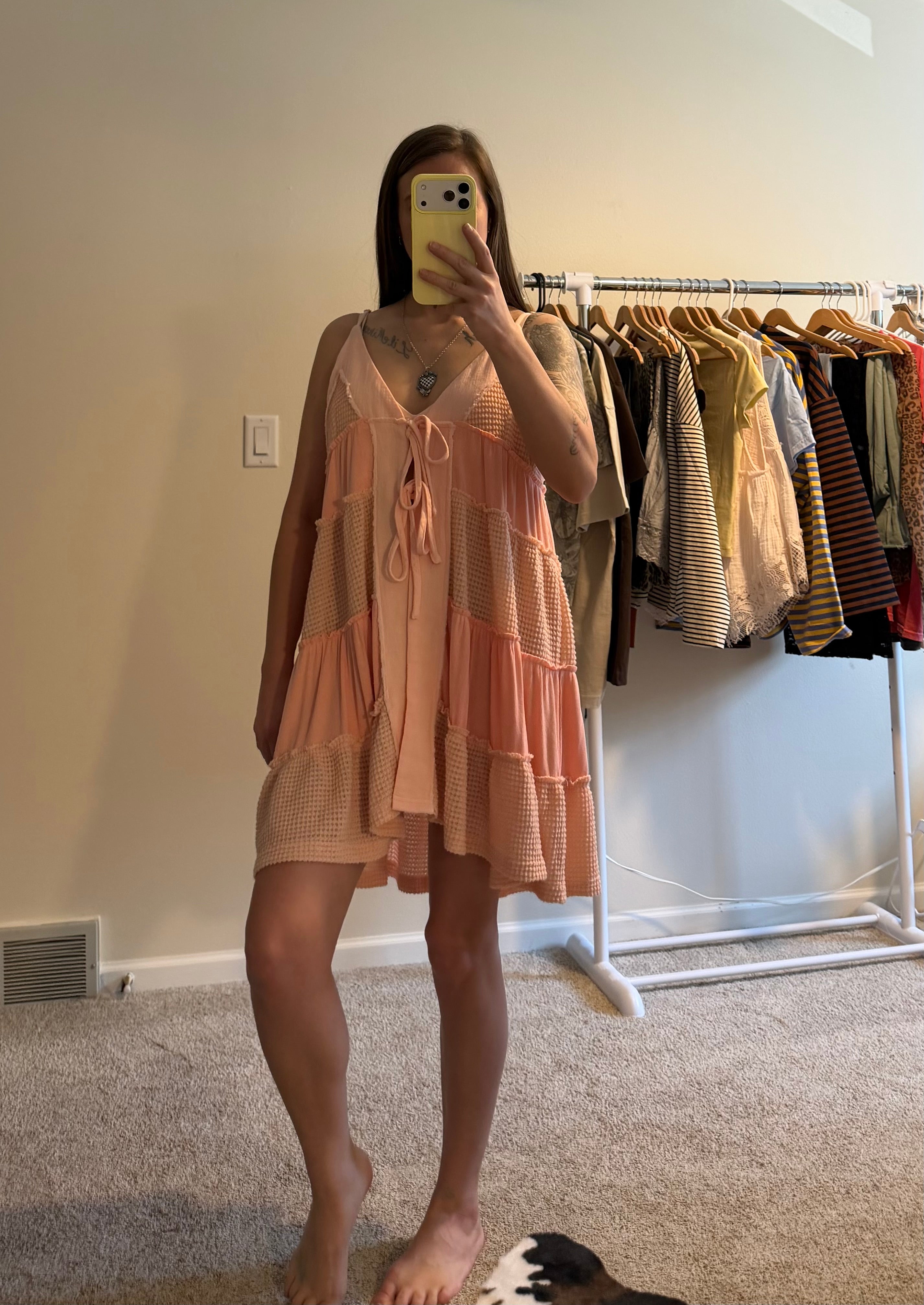 Lace Patchwork Tiered Tie-Front Overlay