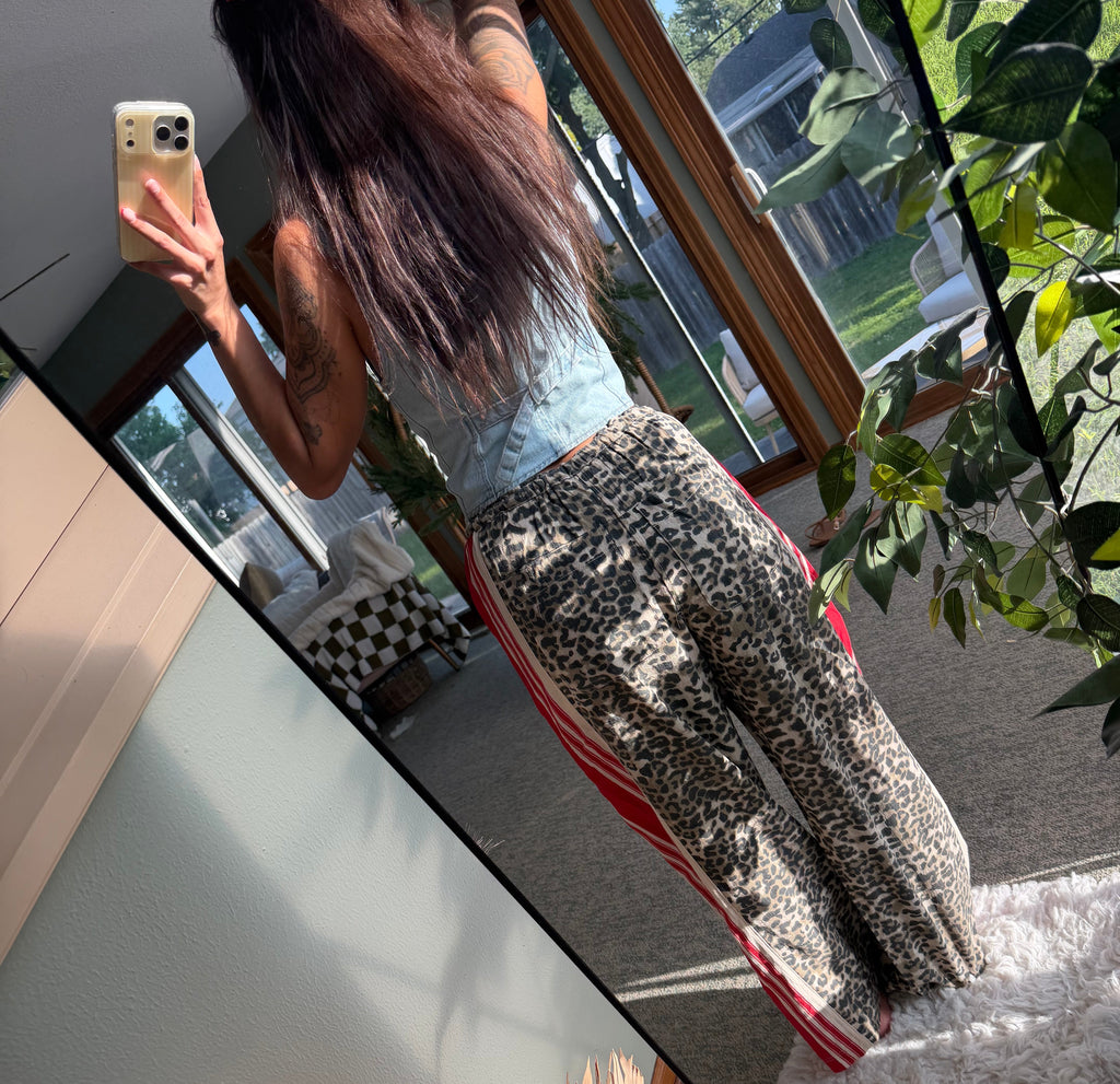 Leopard Red Striped String Pants