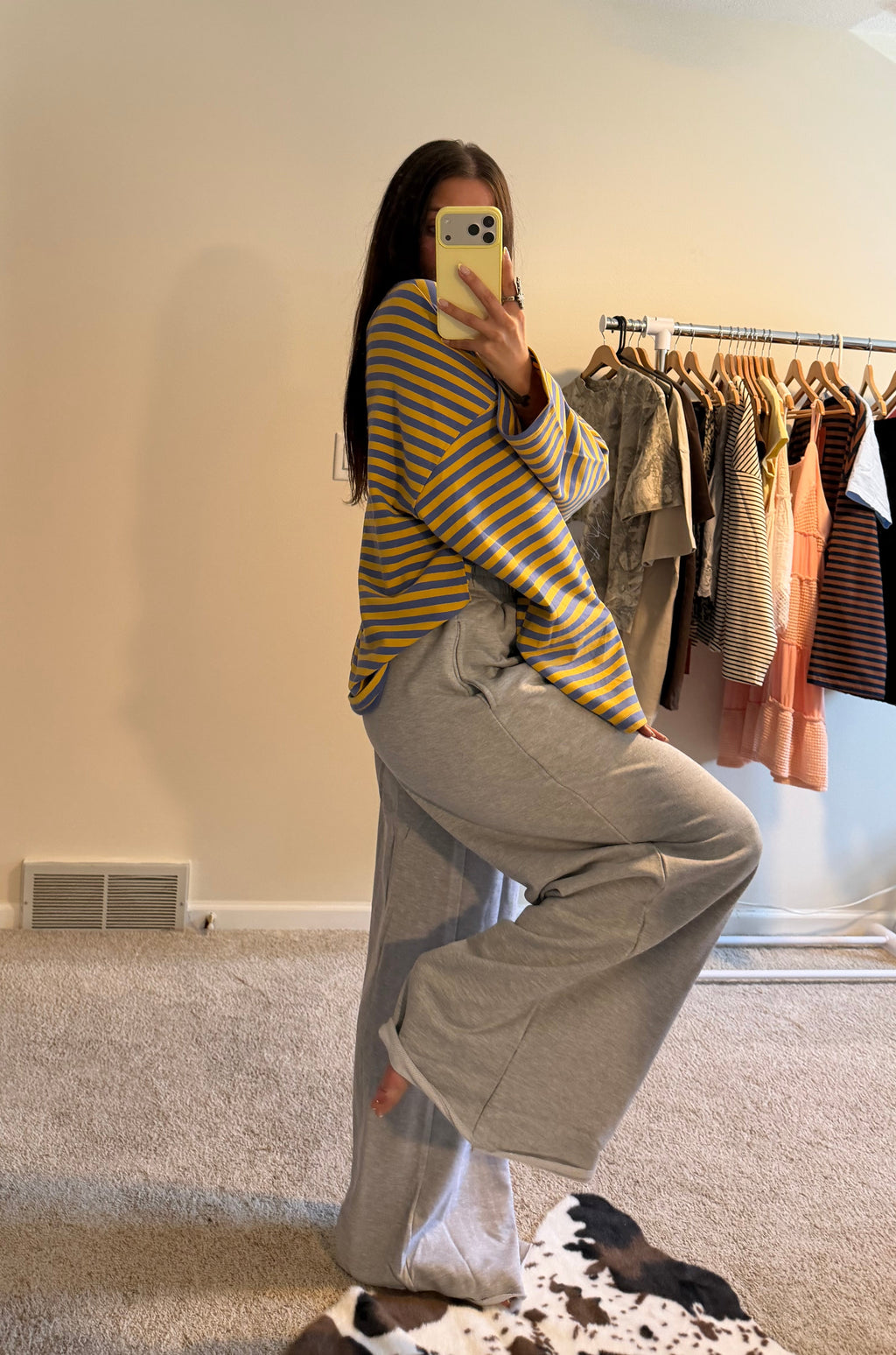 Retro Striped Terry Oversized Long Sleeve