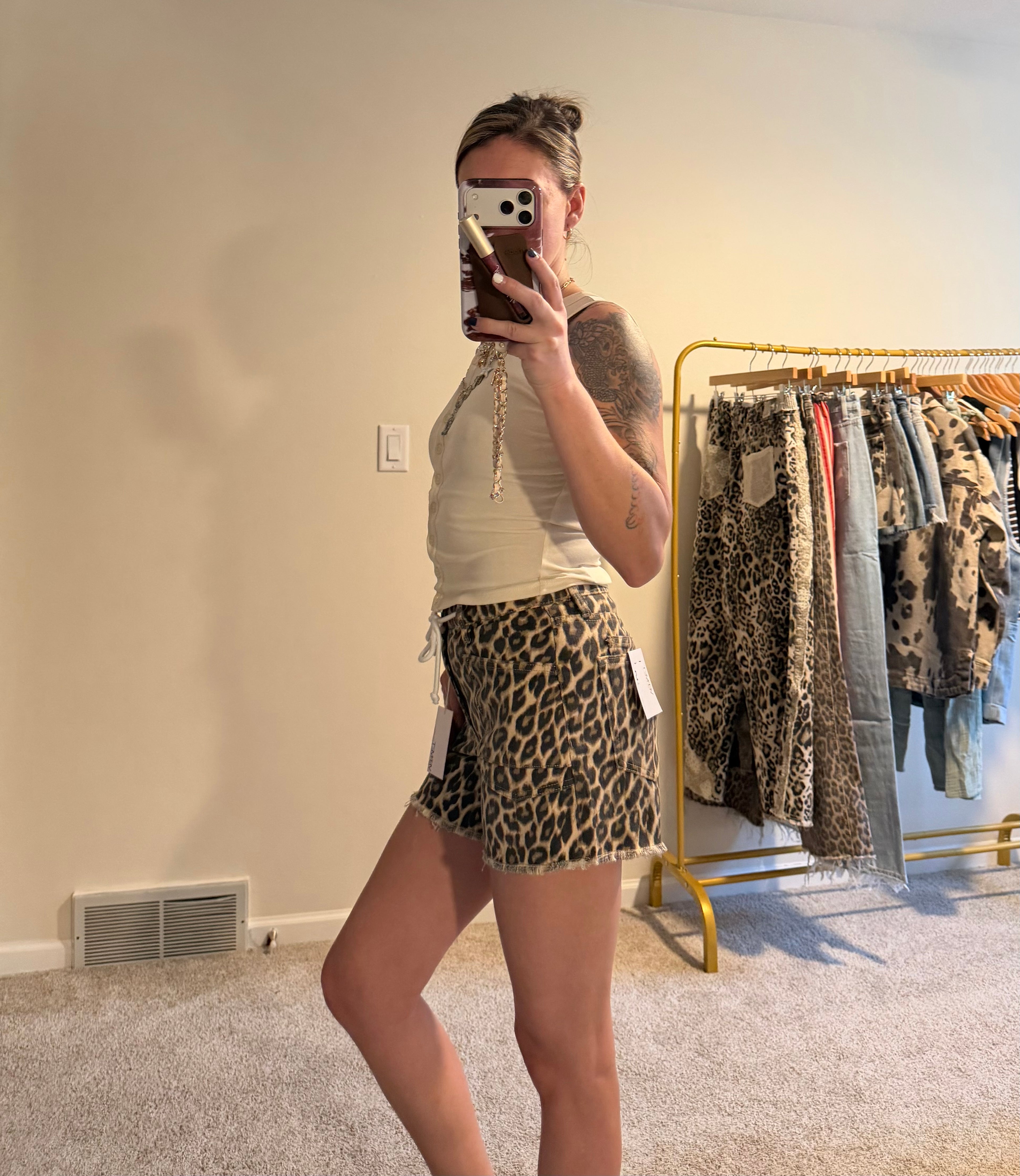 VERVET by Flying Monkey Wild Side Leopard Drawstring Shorts