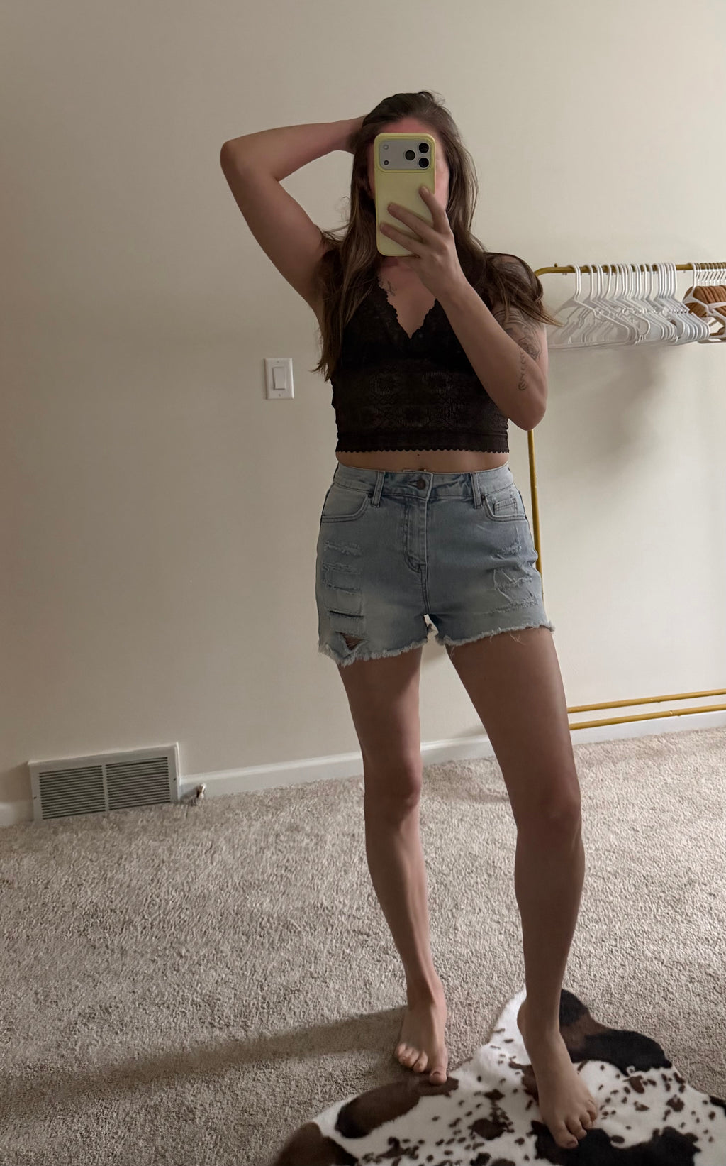 High-Waist Distressed Raw Hem Shorts