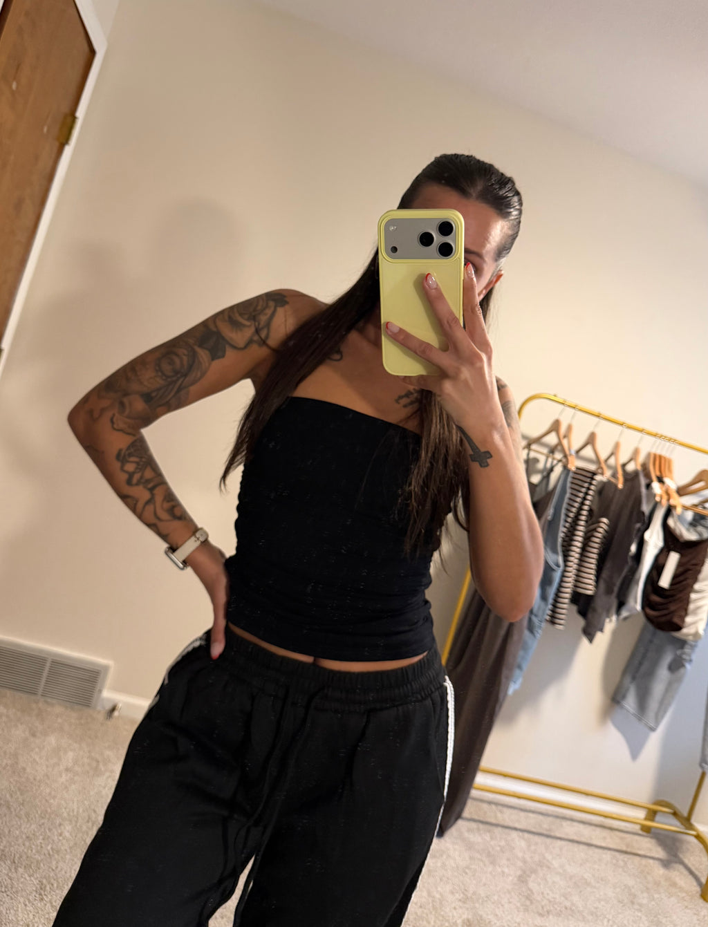 Strapless Scrunch Knit Top