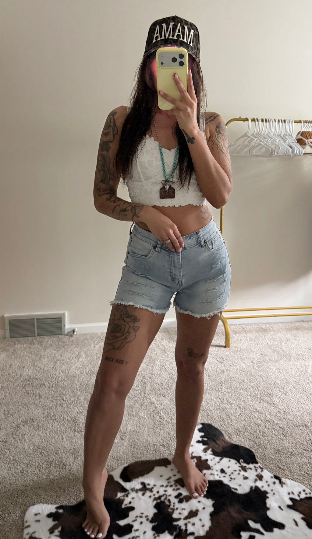 High-Waist Distressed Raw Hem Shorts