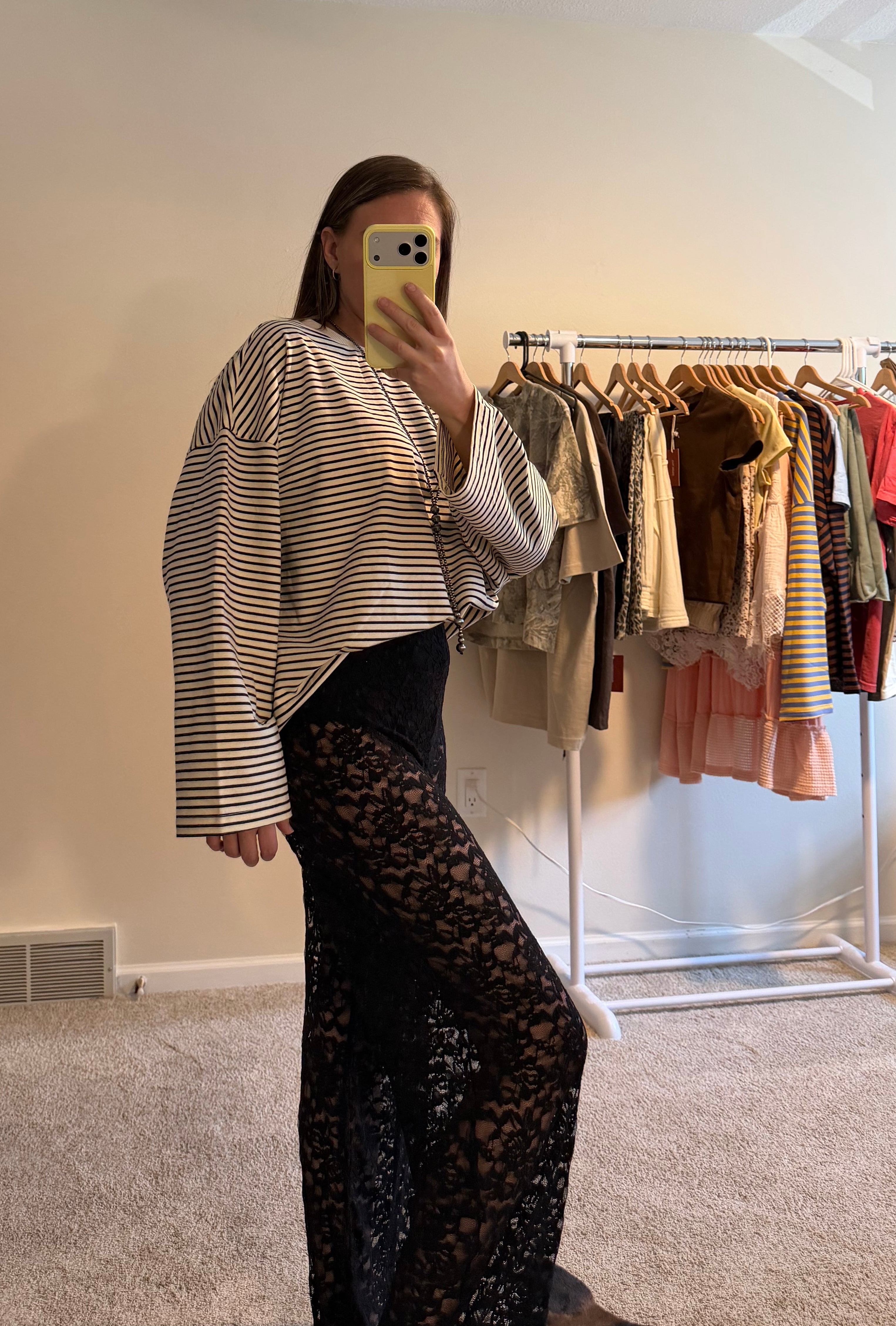 Sheer Lace Straight Leg Pants with Lining