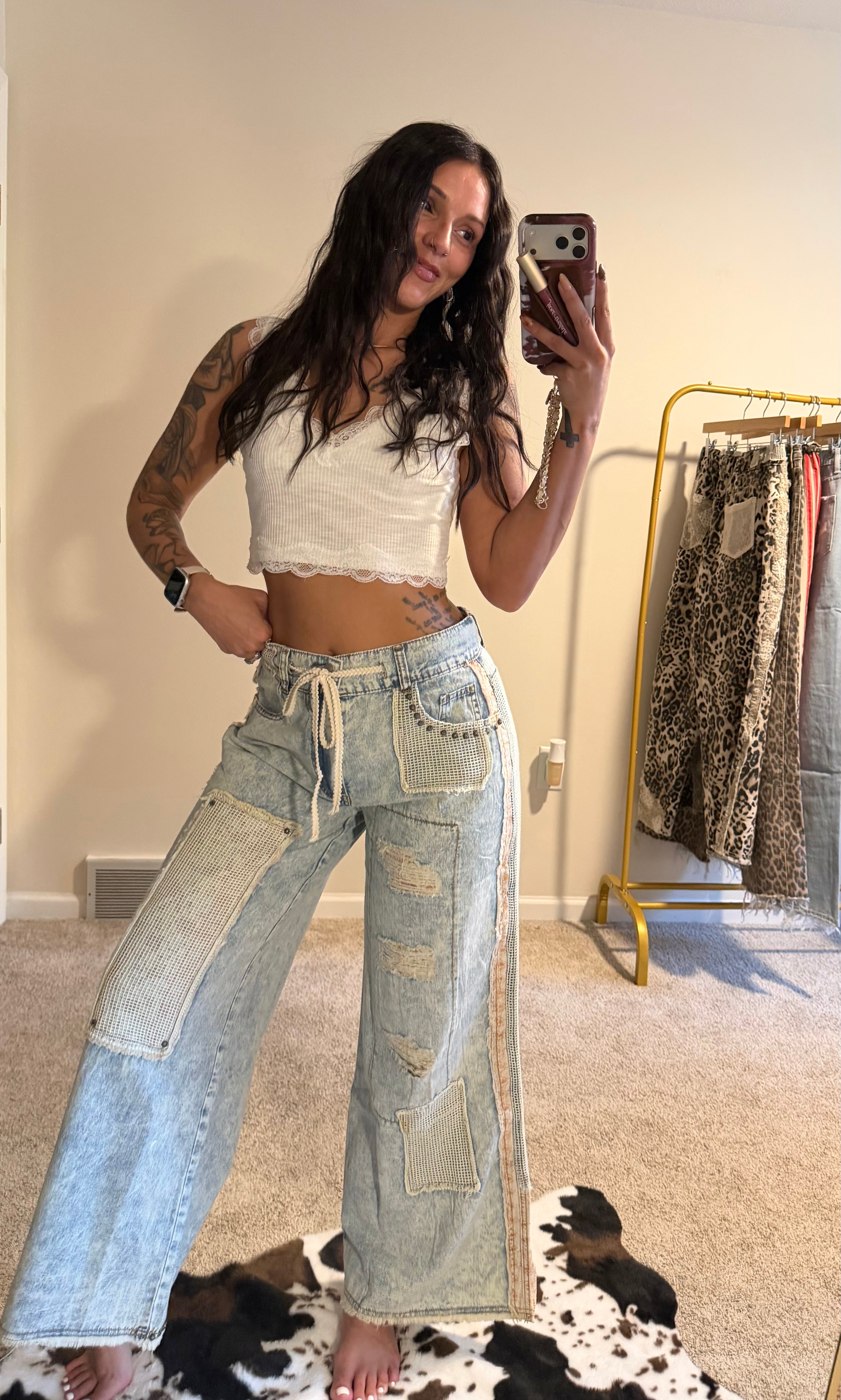 Lace Trim Ribbed Crop Top