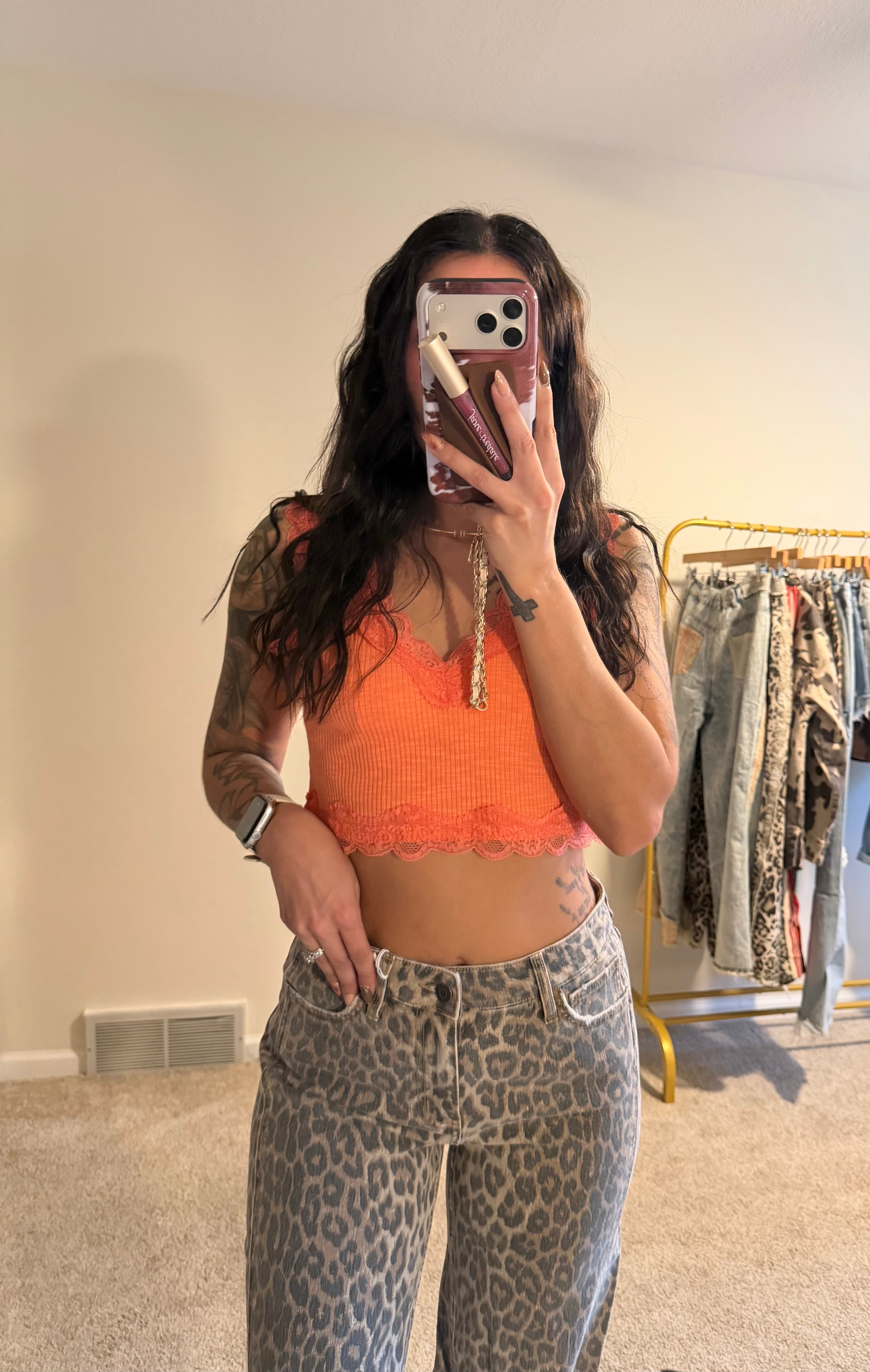 Flying Monkey Wild Side High Rise Leopard Wide Leg Jeans