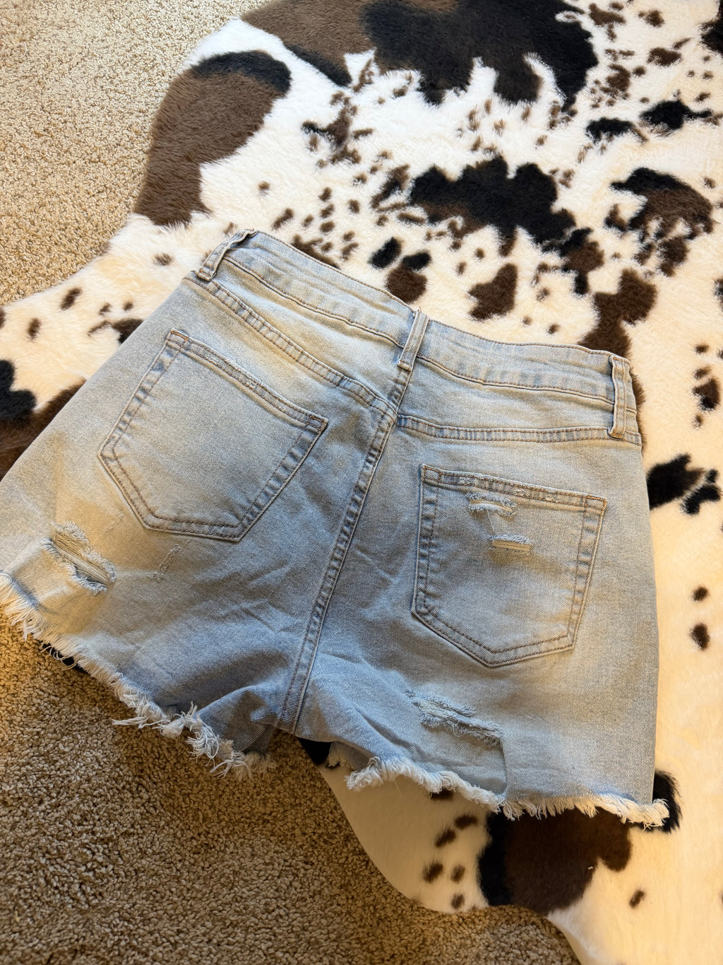 High-Waist Distressed Raw Hem Shorts