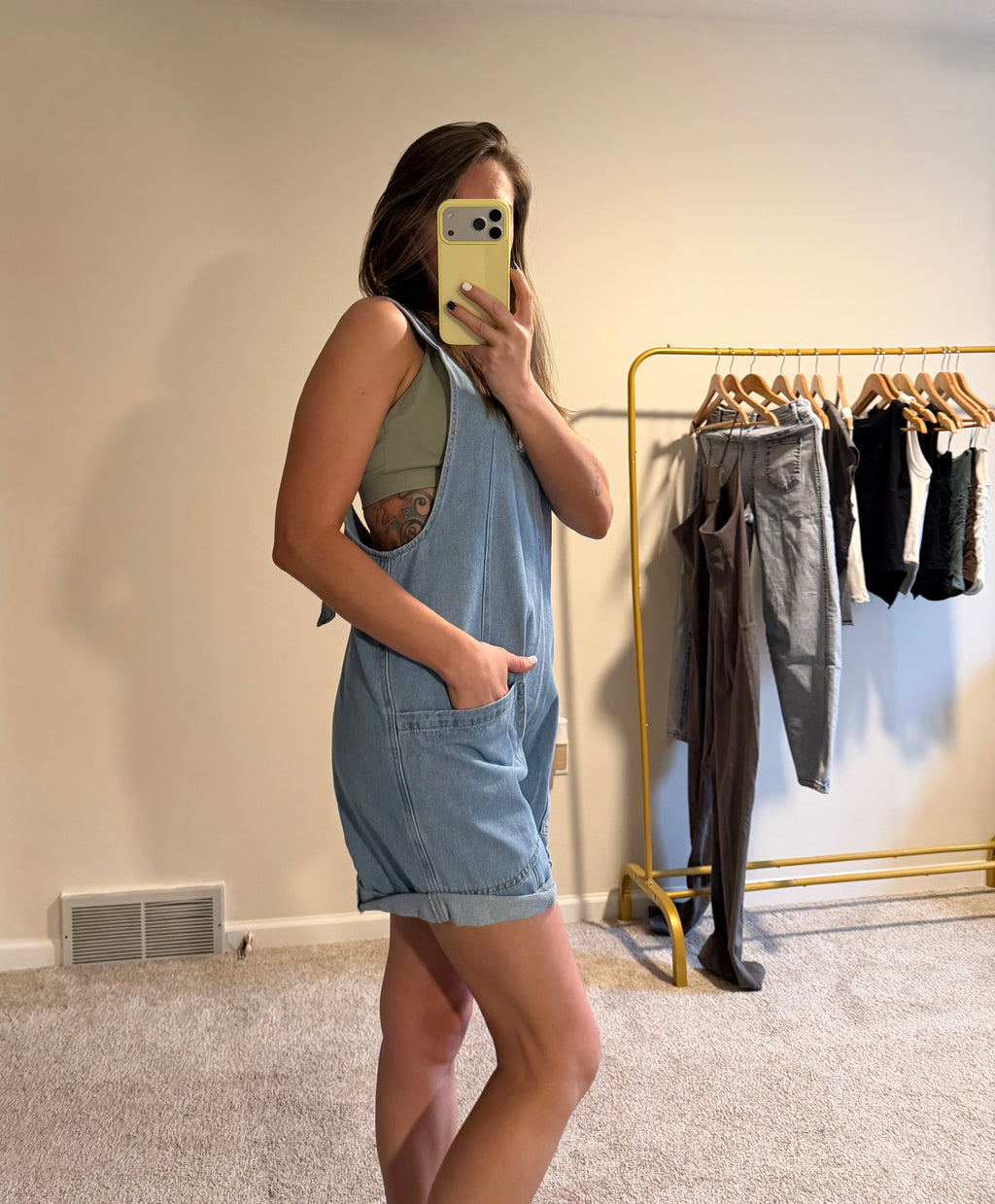 The Classic Denim Overalls Romper