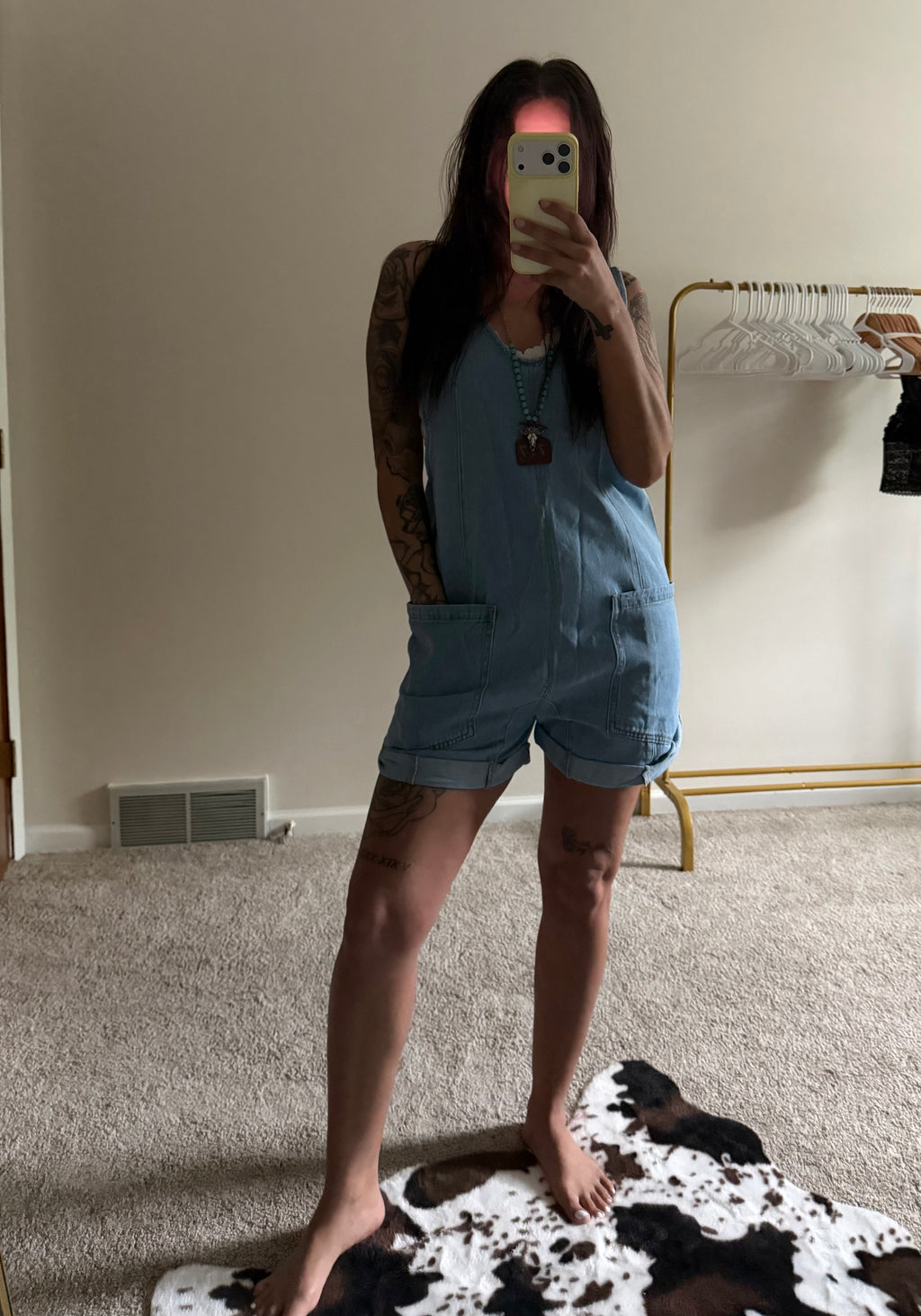 The Classic Denim Overalls Romper