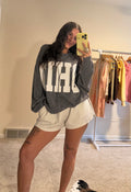 OHIO Print Ribbed Oversized Graphic Crew