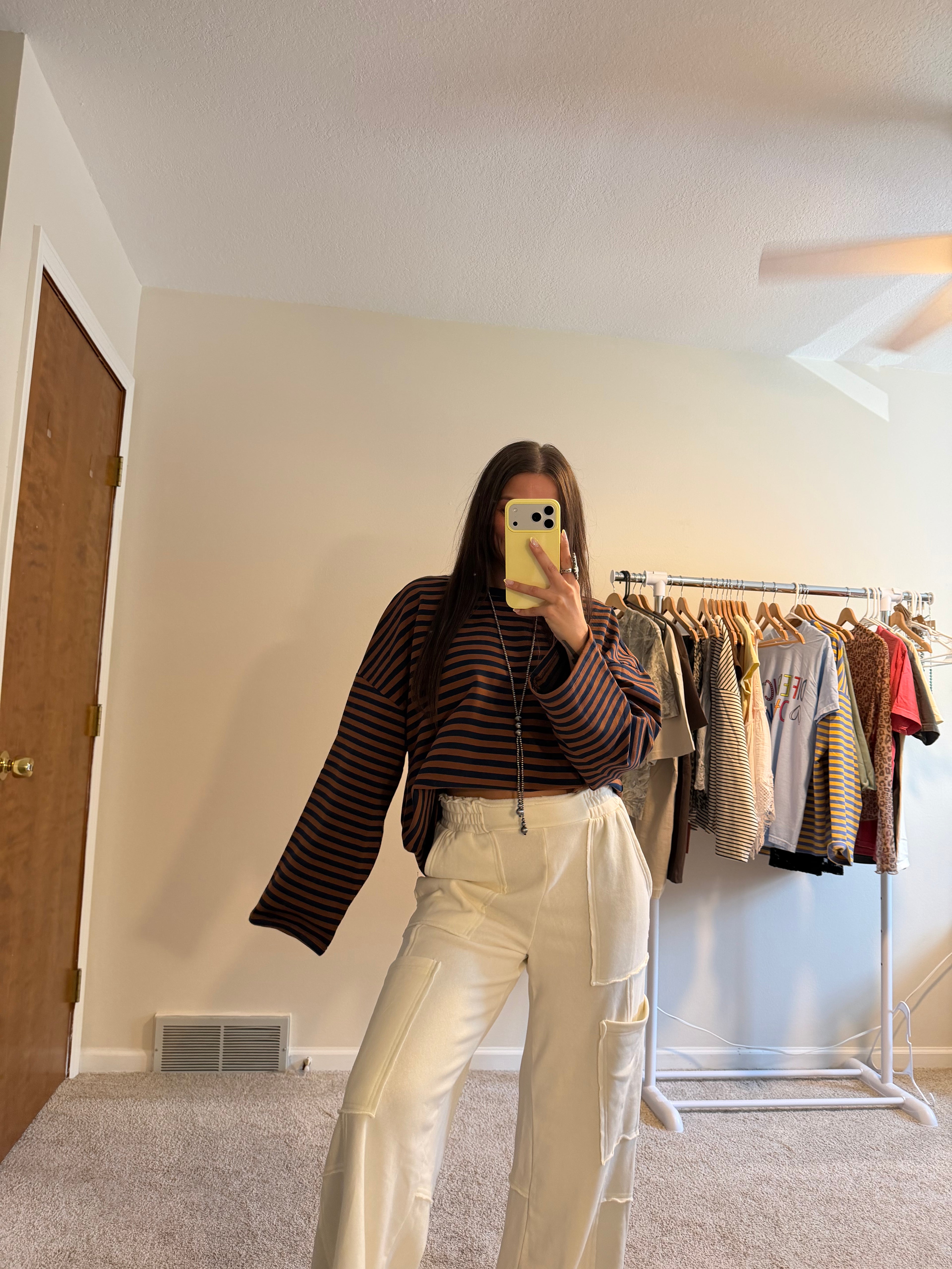 Retro Striped Terry Oversized Long Sleeve