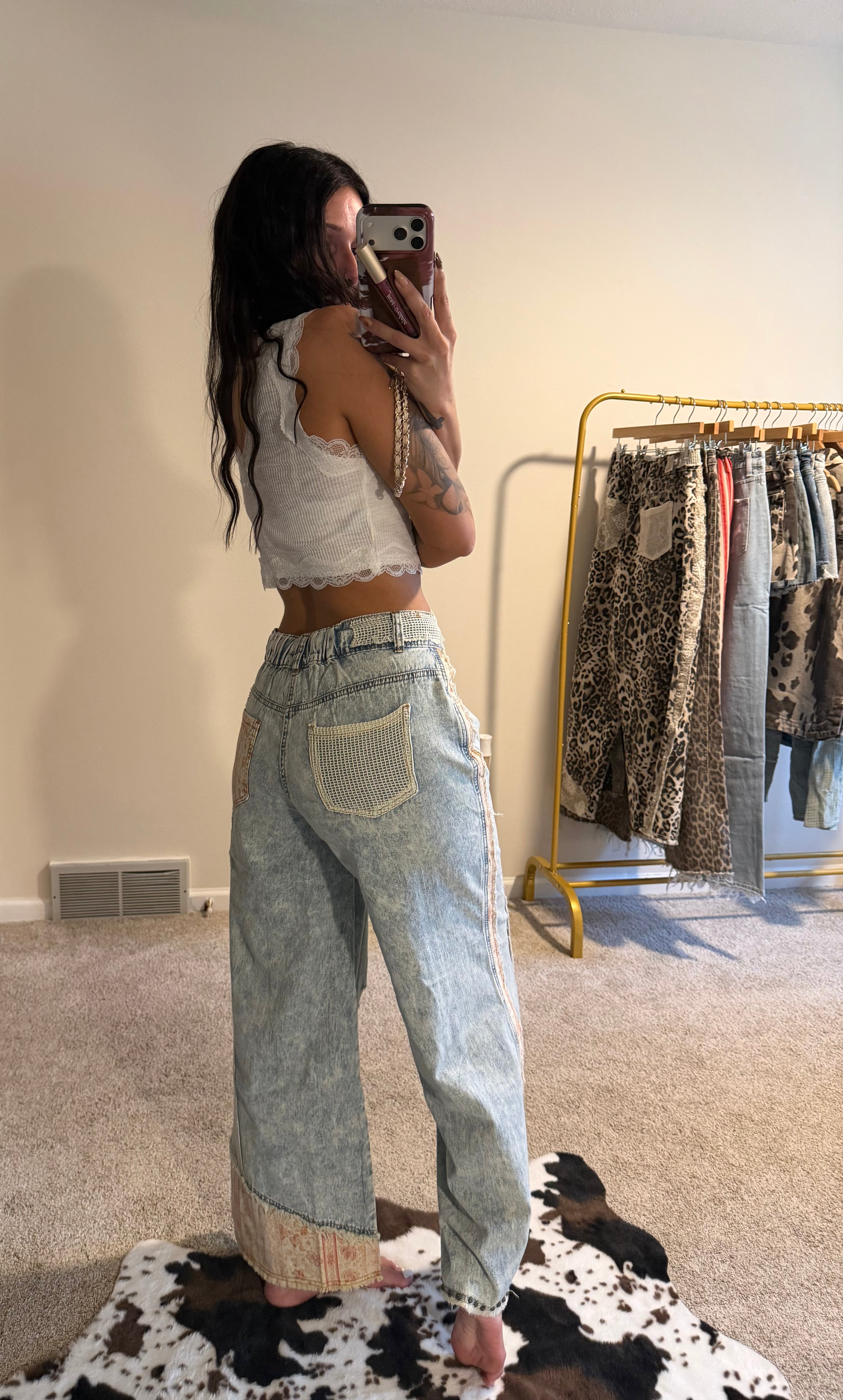 Lace Trim Ribbed Crop Top