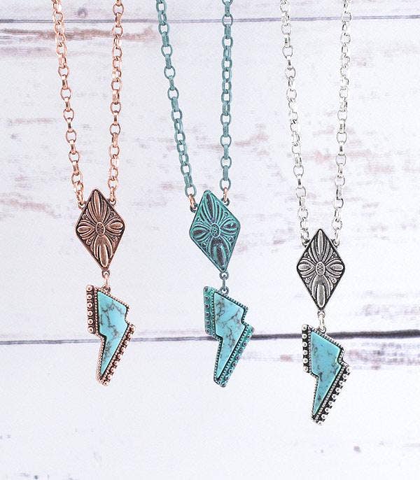 Turquoise Lightning Bolt Necklace