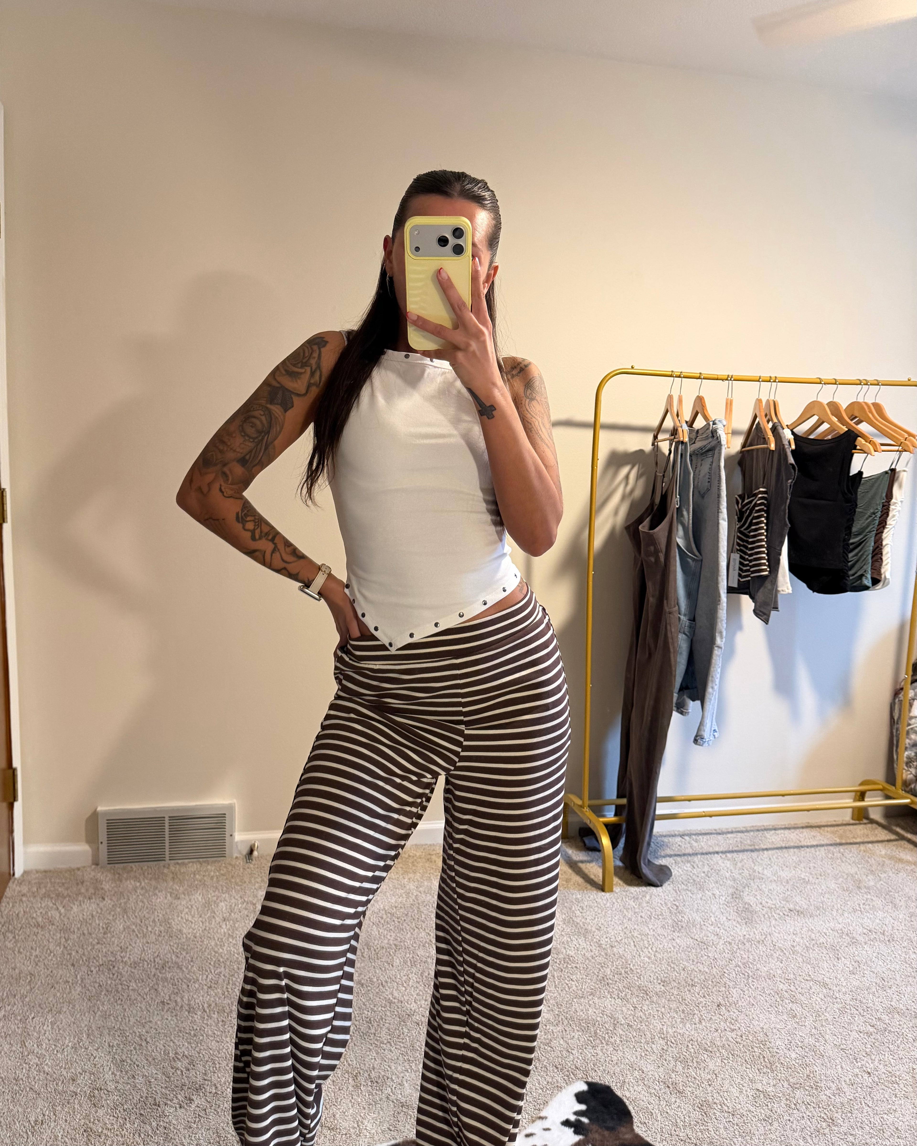 Stud Detail Asymmetrical Hem Knit Crop Top