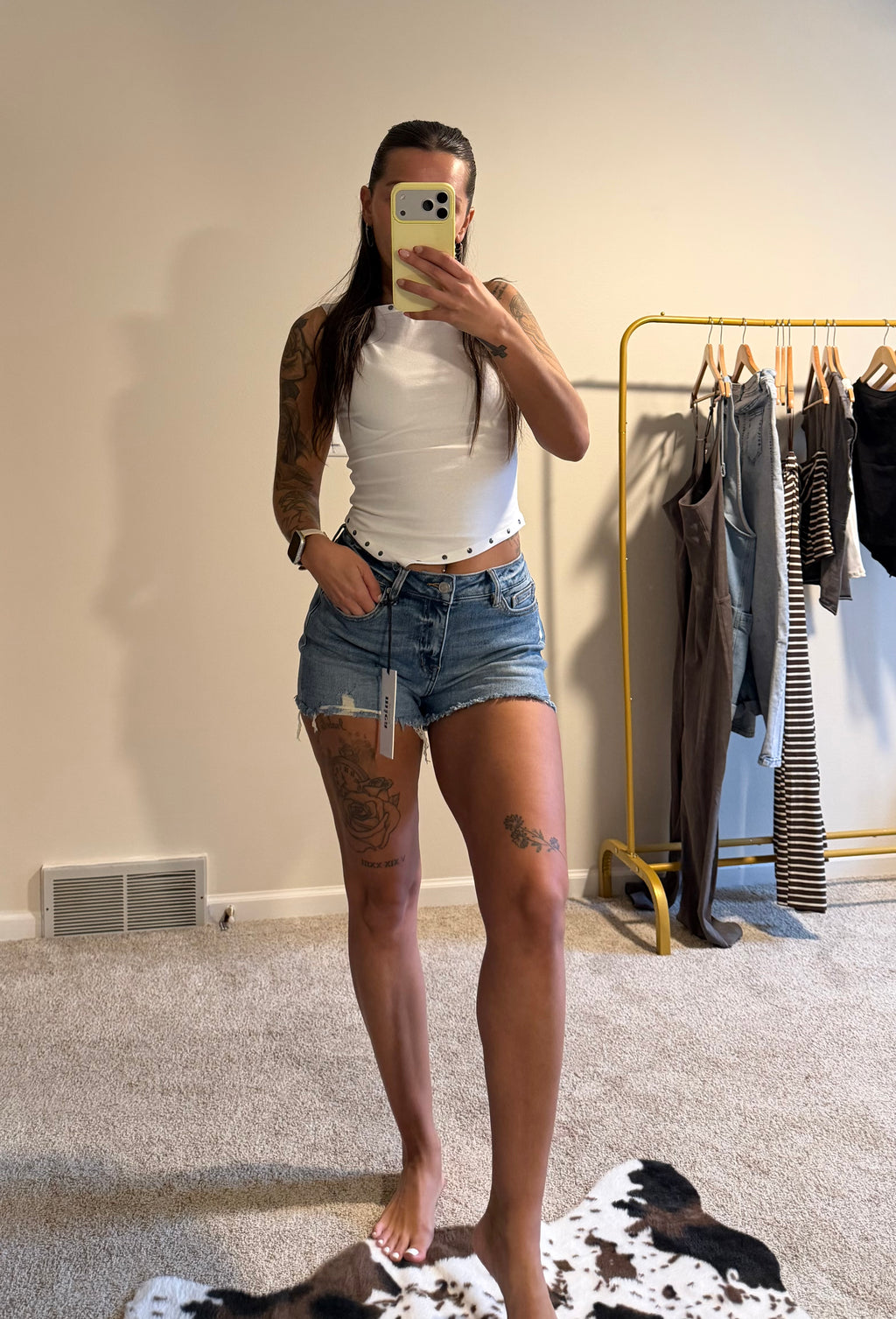 Stud Detail Asymmetrical Hem Knit Crop Top