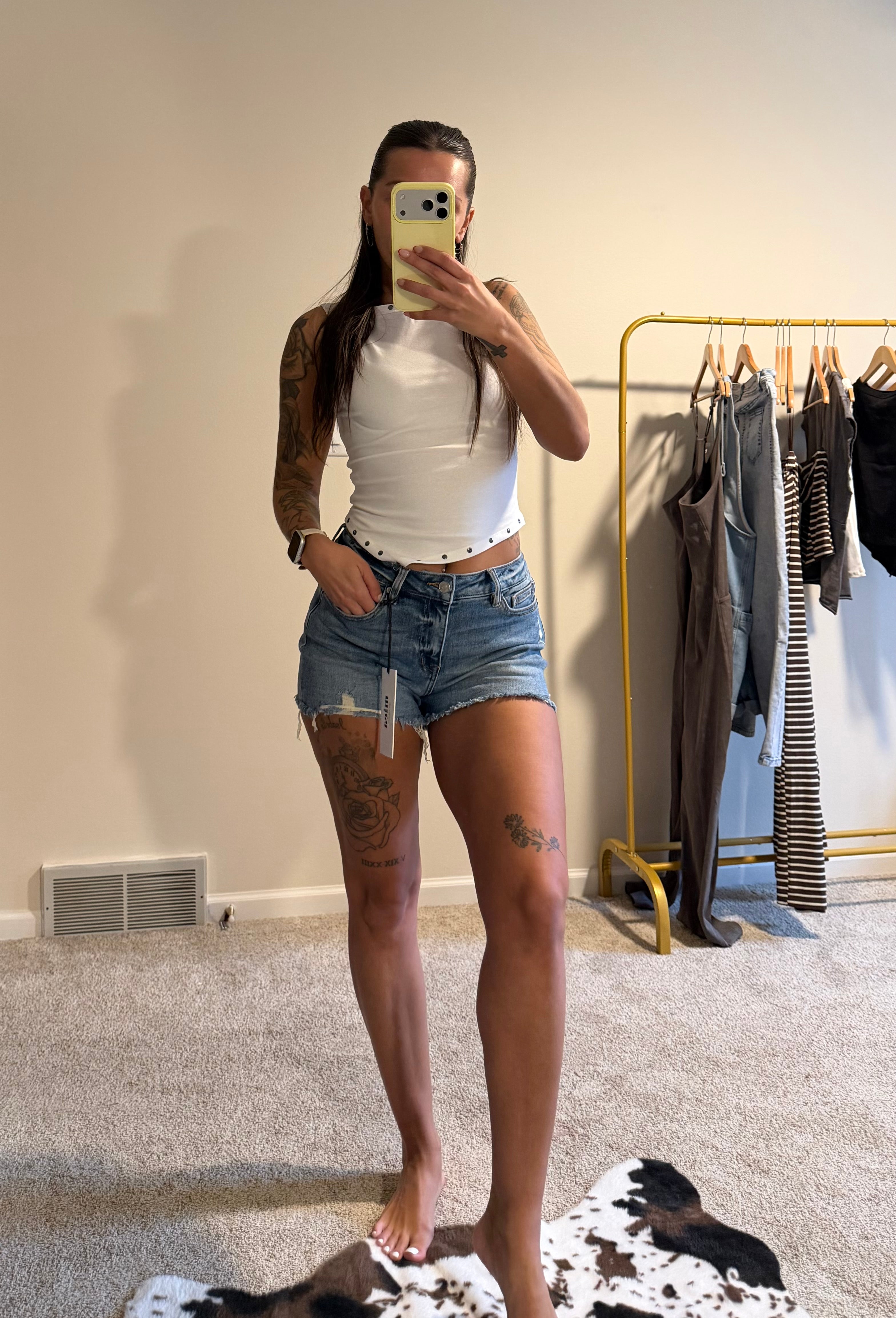 Stud Detail Asymmetrical Hem Knit Crop Top
