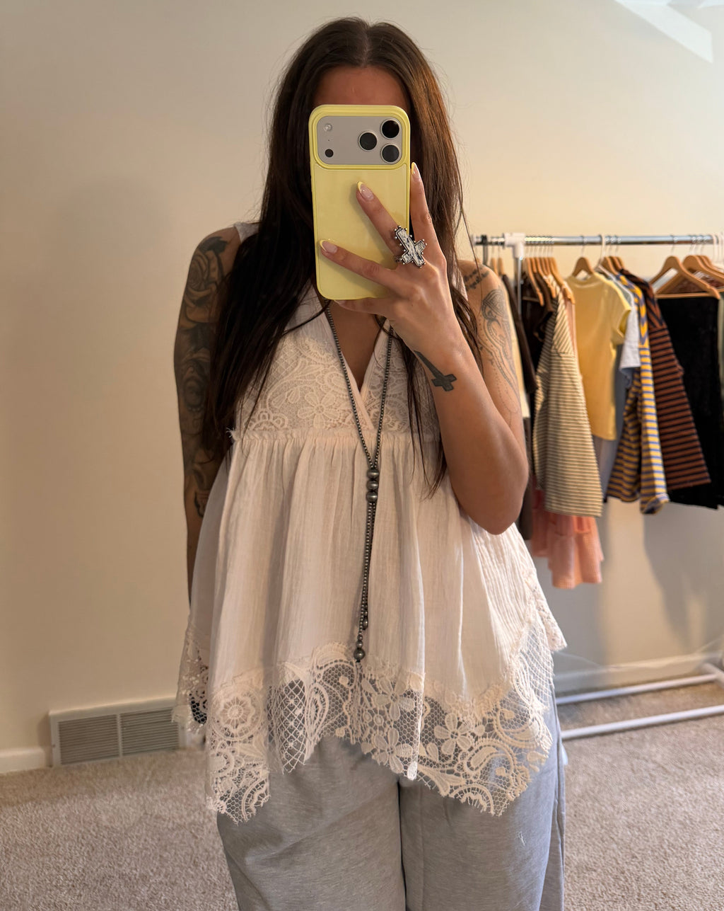 Blush Lace Crochet Babydoll Top