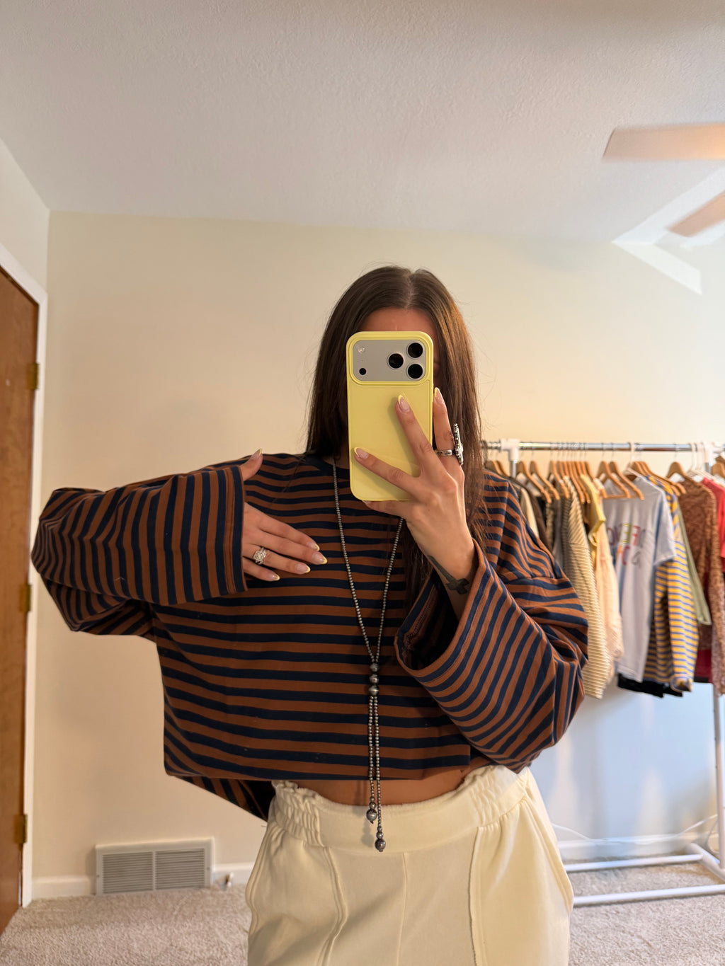 Retro Striped Terry Oversized Long Sleeve