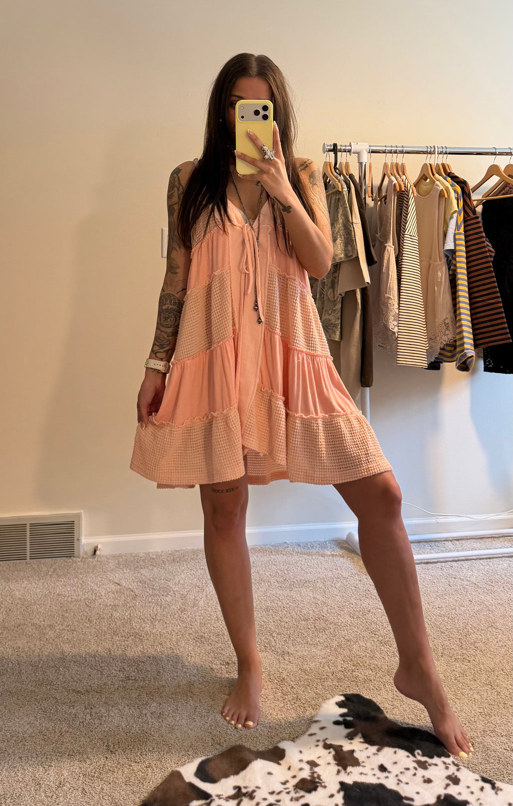 Lace Patchwork Tiered Tie-Front Overlay
