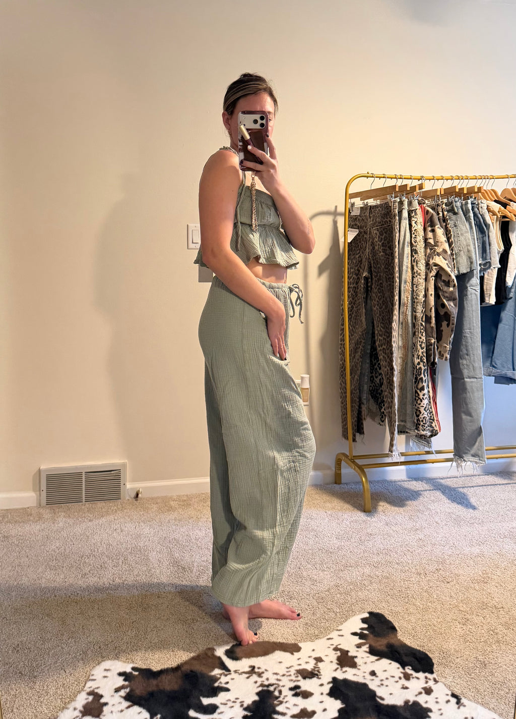 Vintage Sage Cami & Barrel Set