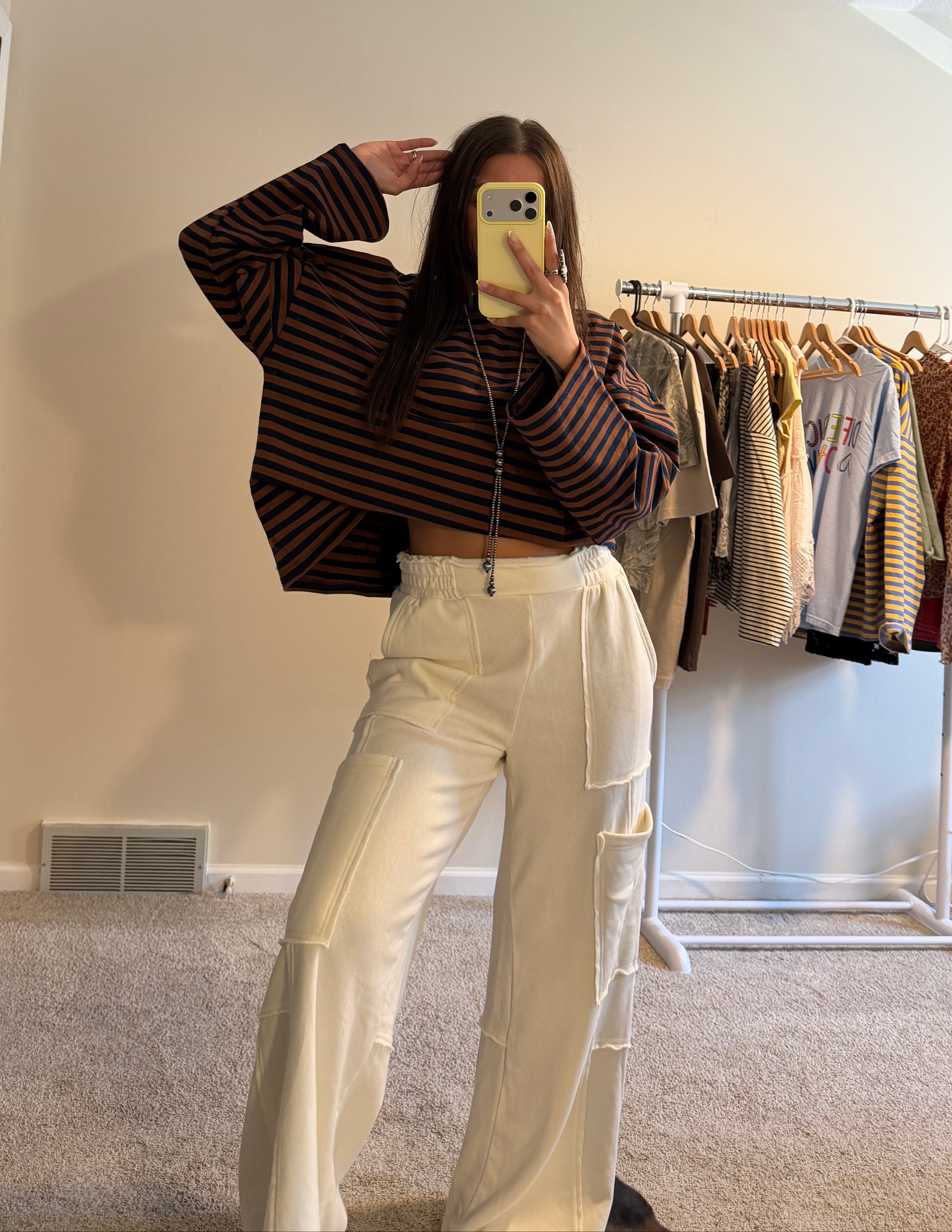 Mineral Wash Wide-Leg Cargo Lounge Pants
