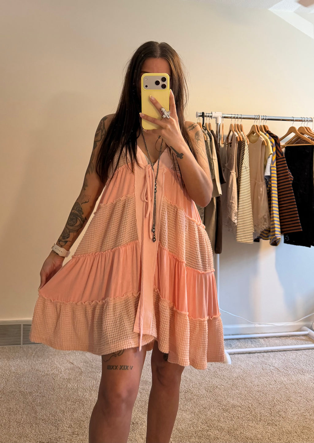 Lace Patchwork Tiered Tie-Front Overlay