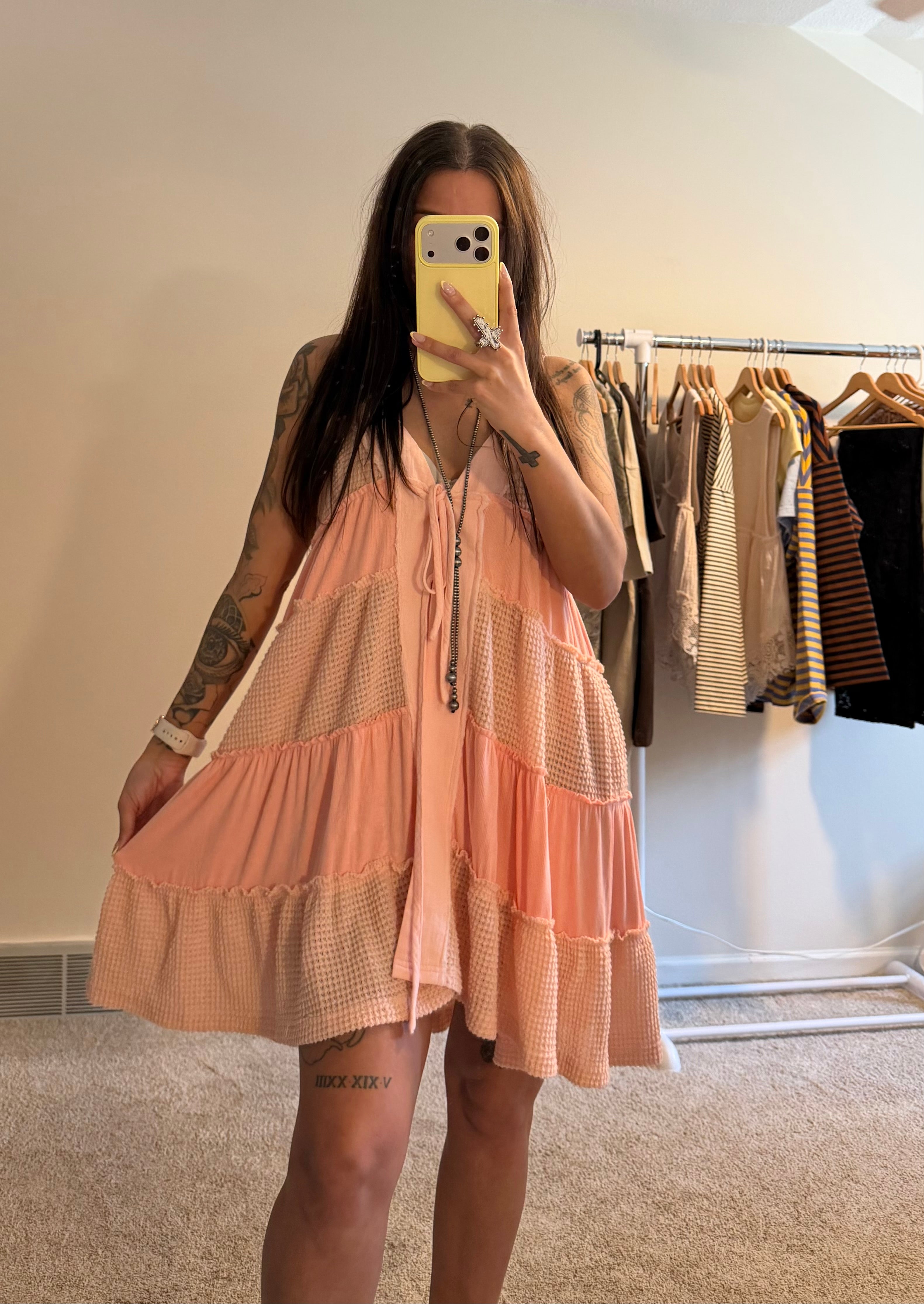 Lace Patchwork Tiered Tie-Front Overlay