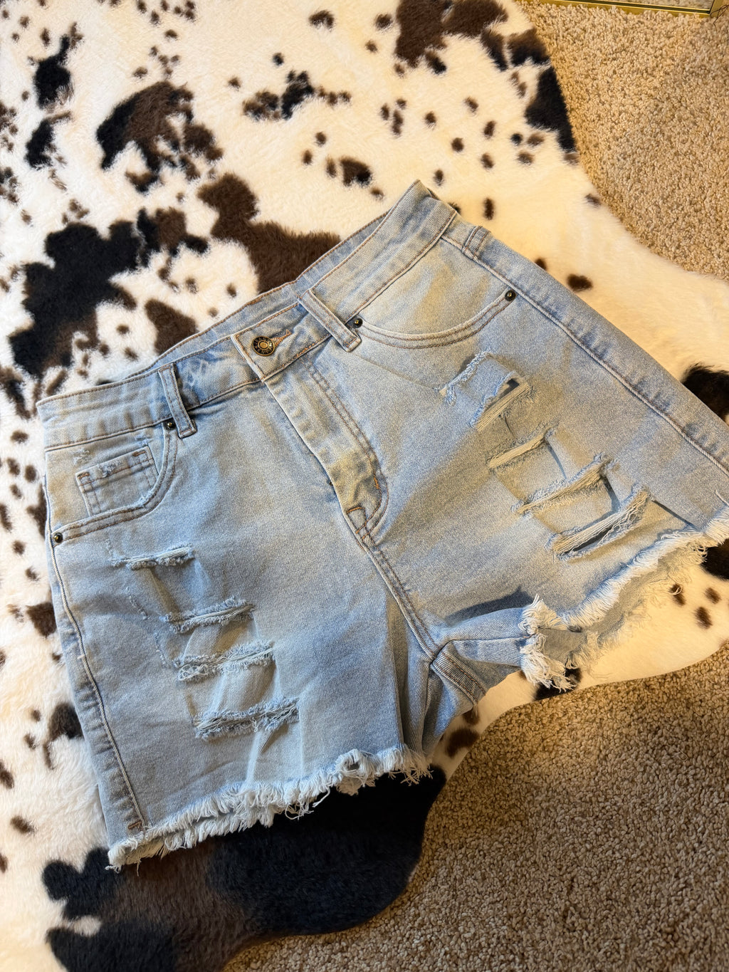 High-Waist Distressed Raw Hem Shorts