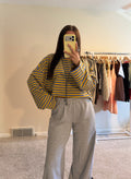 Retro Striped Terry Oversized Long Sleeve