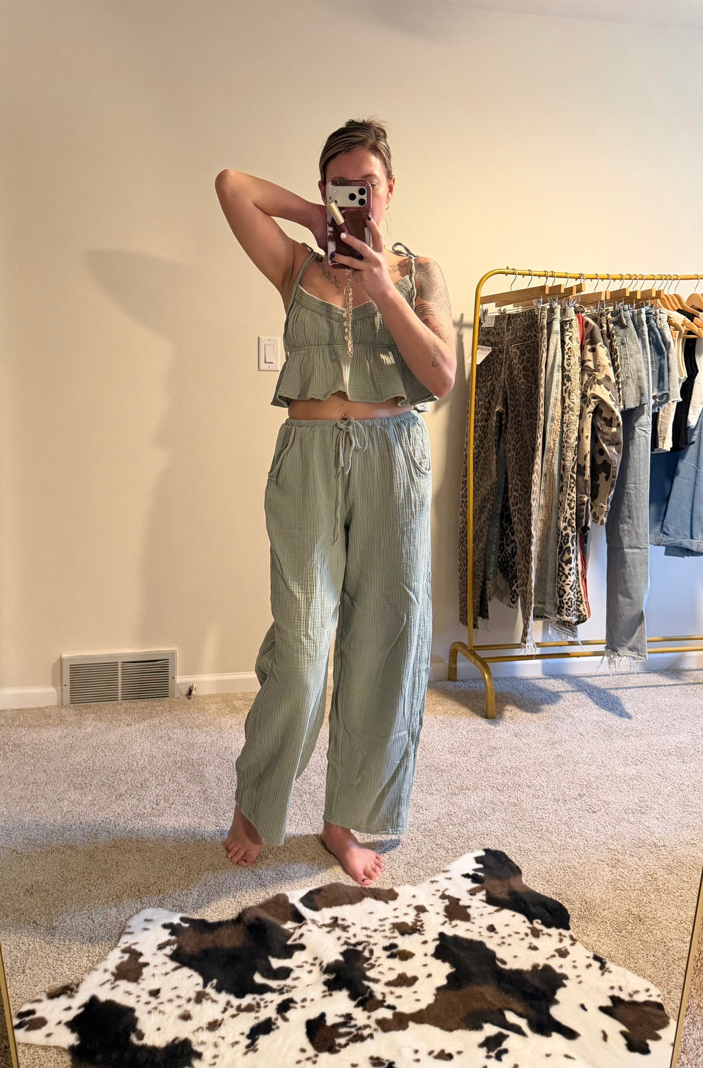 Vintage Sage Cami & Barrel Set