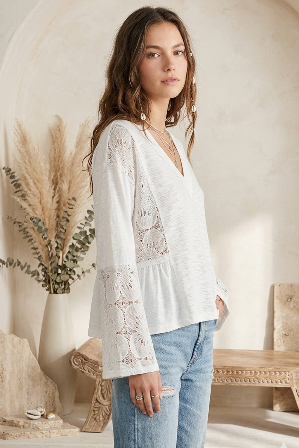 Lace-Trimmed Petal Top