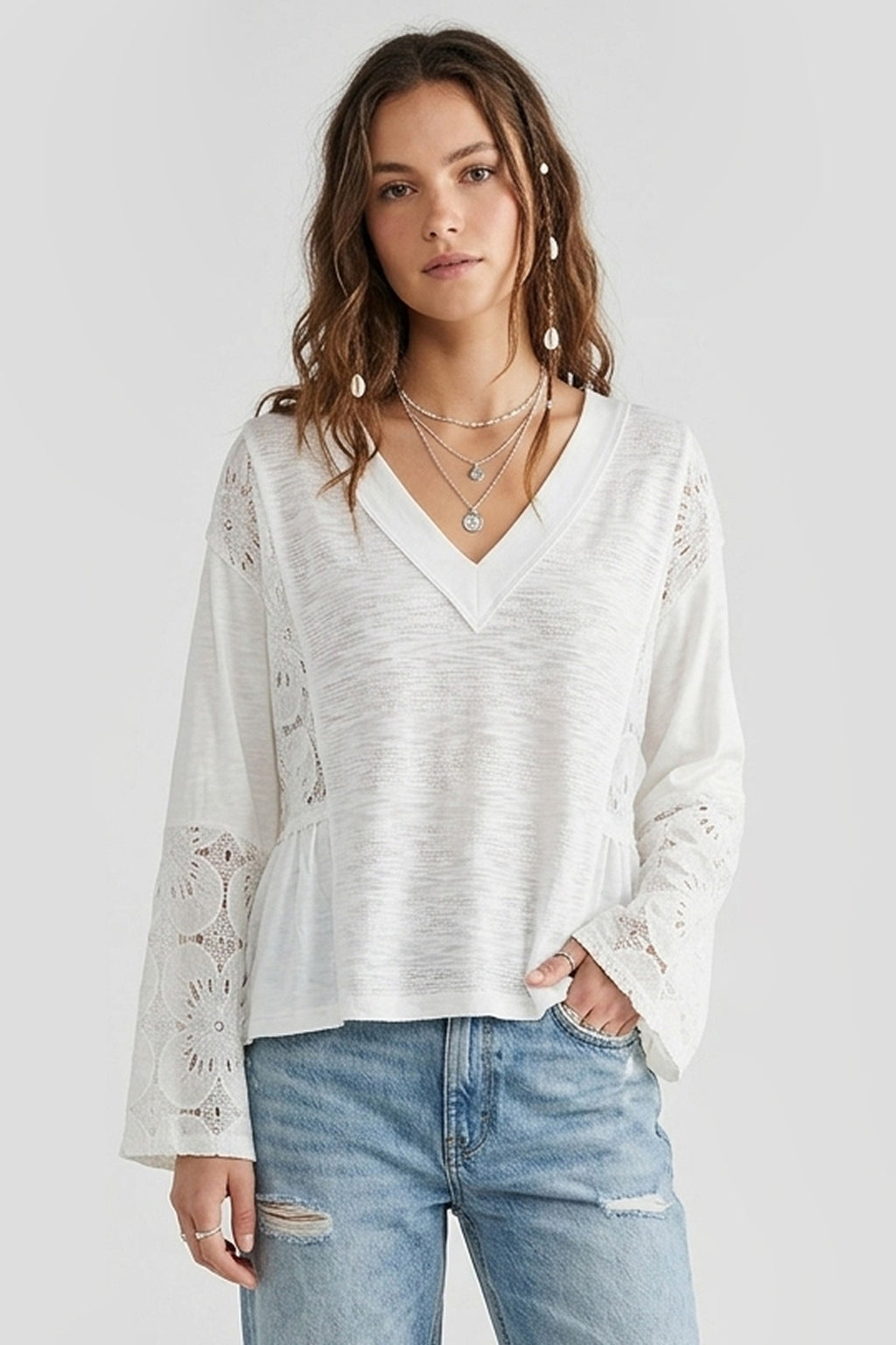 Lace-Trimmed Petal Top
