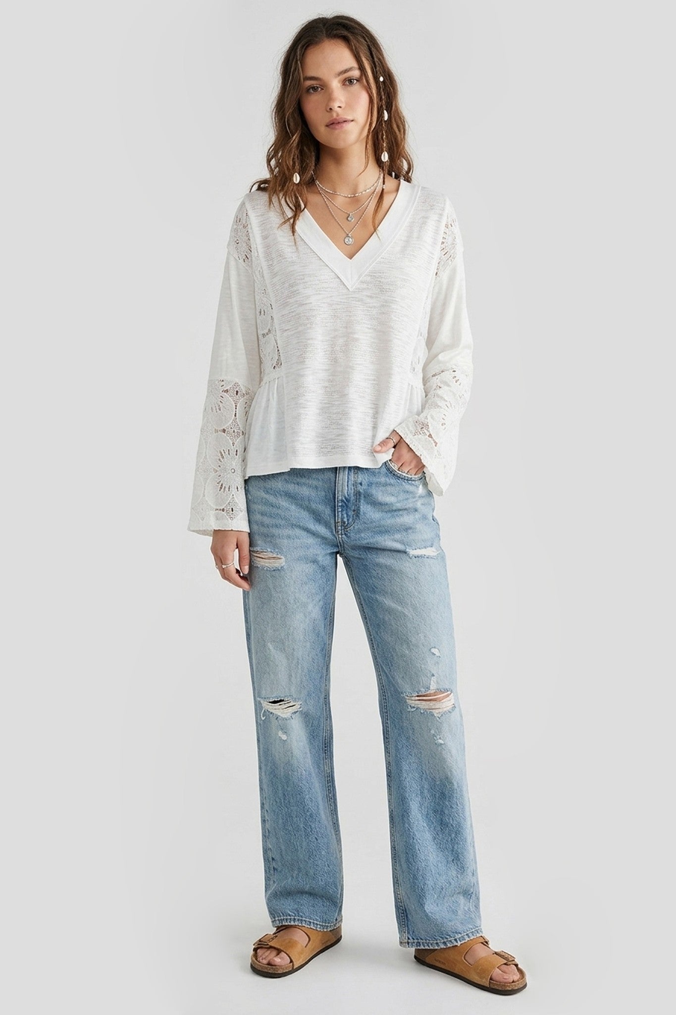 Lace-Trimmed Petal Top