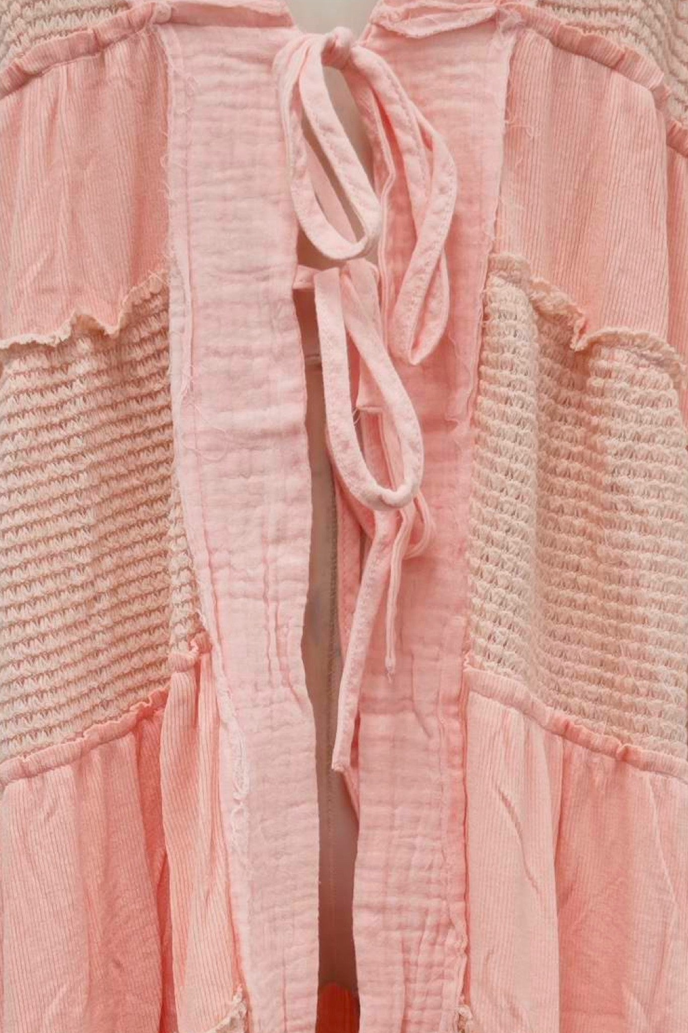 Lace Patchwork Tiered Tie-Front Overlay