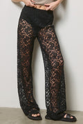 Sheer Lace Straight Leg Pants with Lining