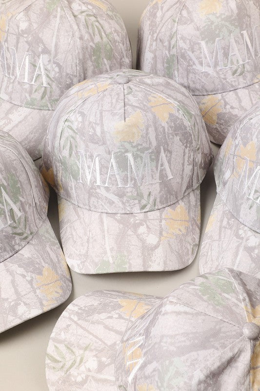 Mama Letter Embroidery Nature Camo Baseball Cap