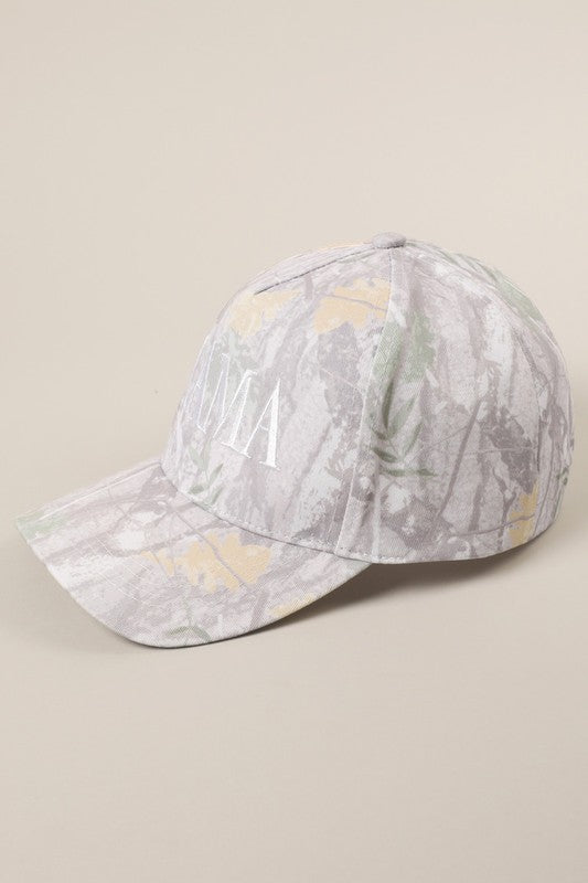 Mama Letter Embroidery Nature Camo Baseball Cap