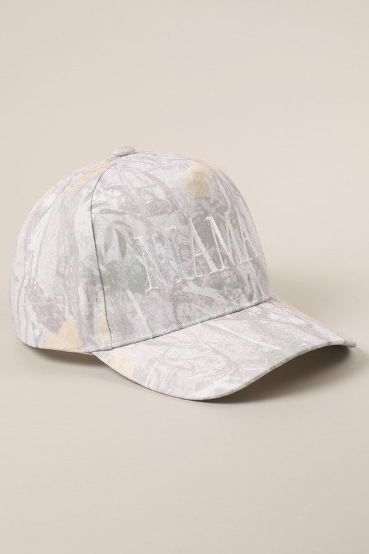 Mama Letter Embroidery Nature Camo Baseball Cap