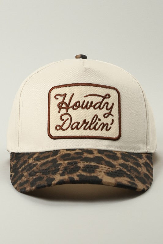 Howdy Darlin’ Embroidered Leopard Brim Trucker Hat