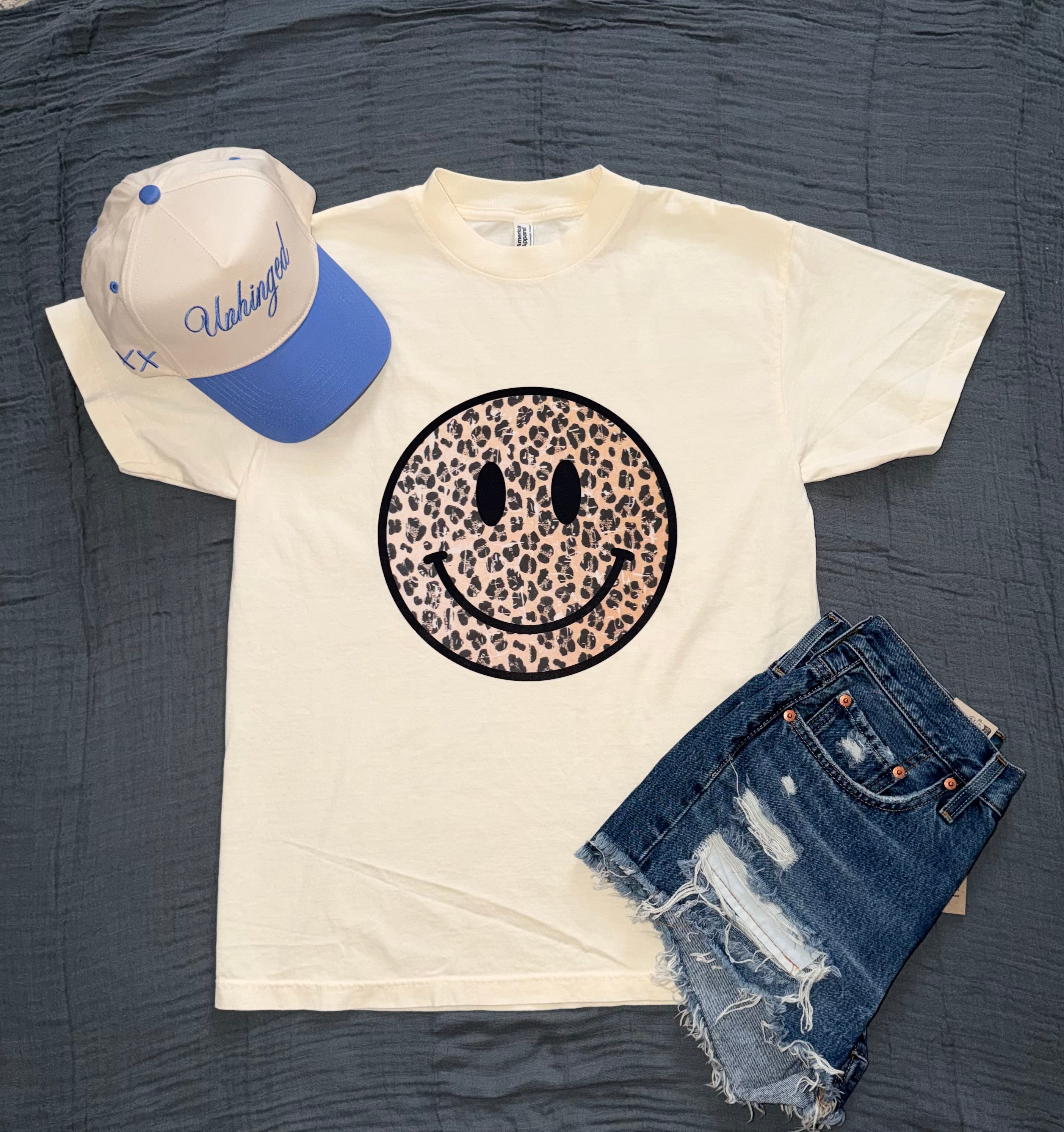 "Cheetah Smiley" Vintage-Wash Graphic Tee