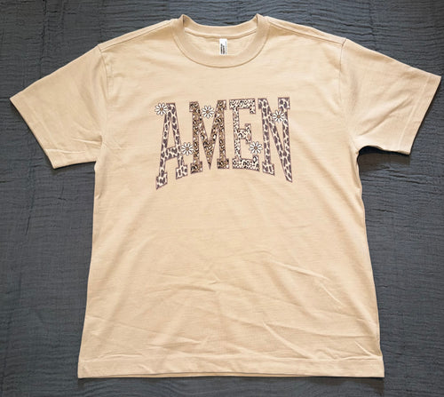"AMEN" Cheetah & Daisy Graphic Tee