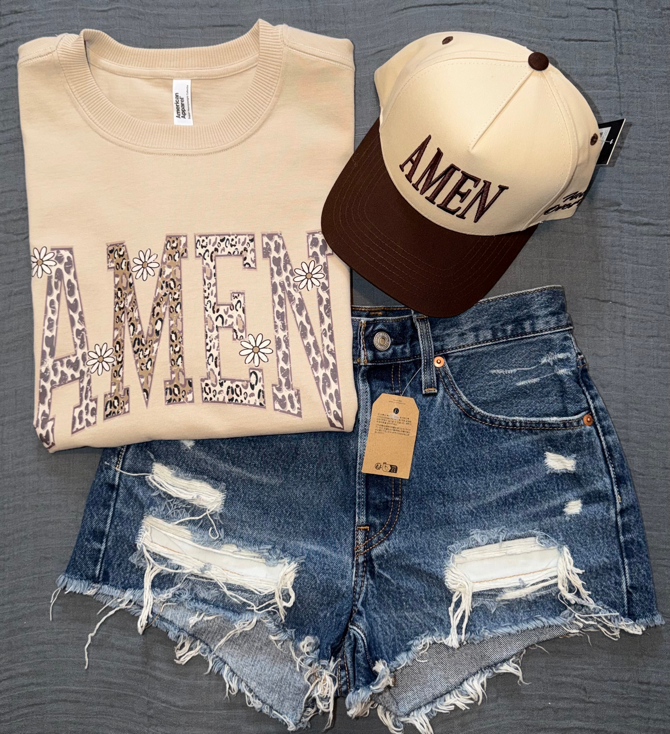 "AMEN" Cheetah & Daisy Graphic Tee