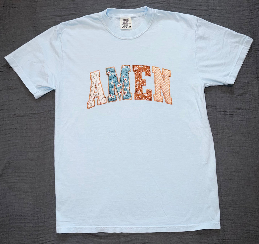 "AMEN" Floral Patchwork Graphic Tee