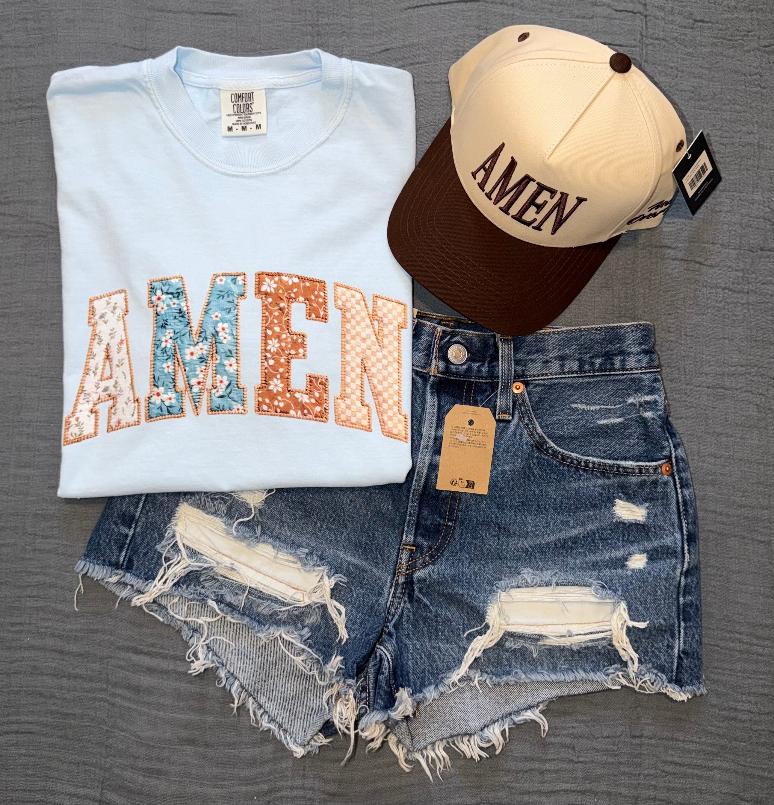 "AMEN" Floral Patchwork Graphic Tee